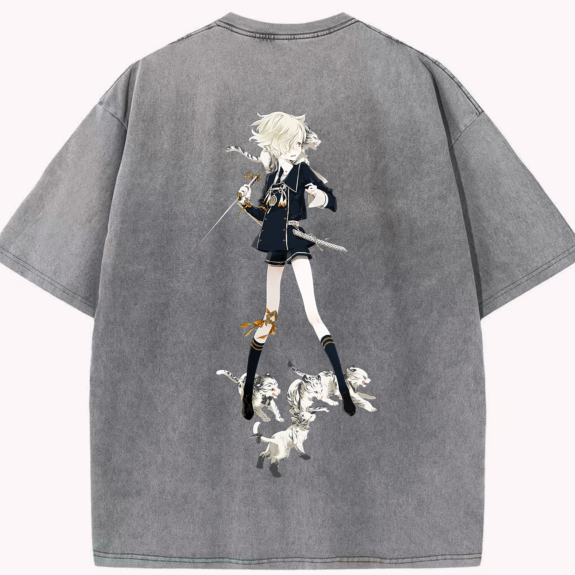 （画像用） 刀剣乱舞 Touken Ranbu 綿100% ヴィンテージ風 半袖Tシャツ（背面プリント）