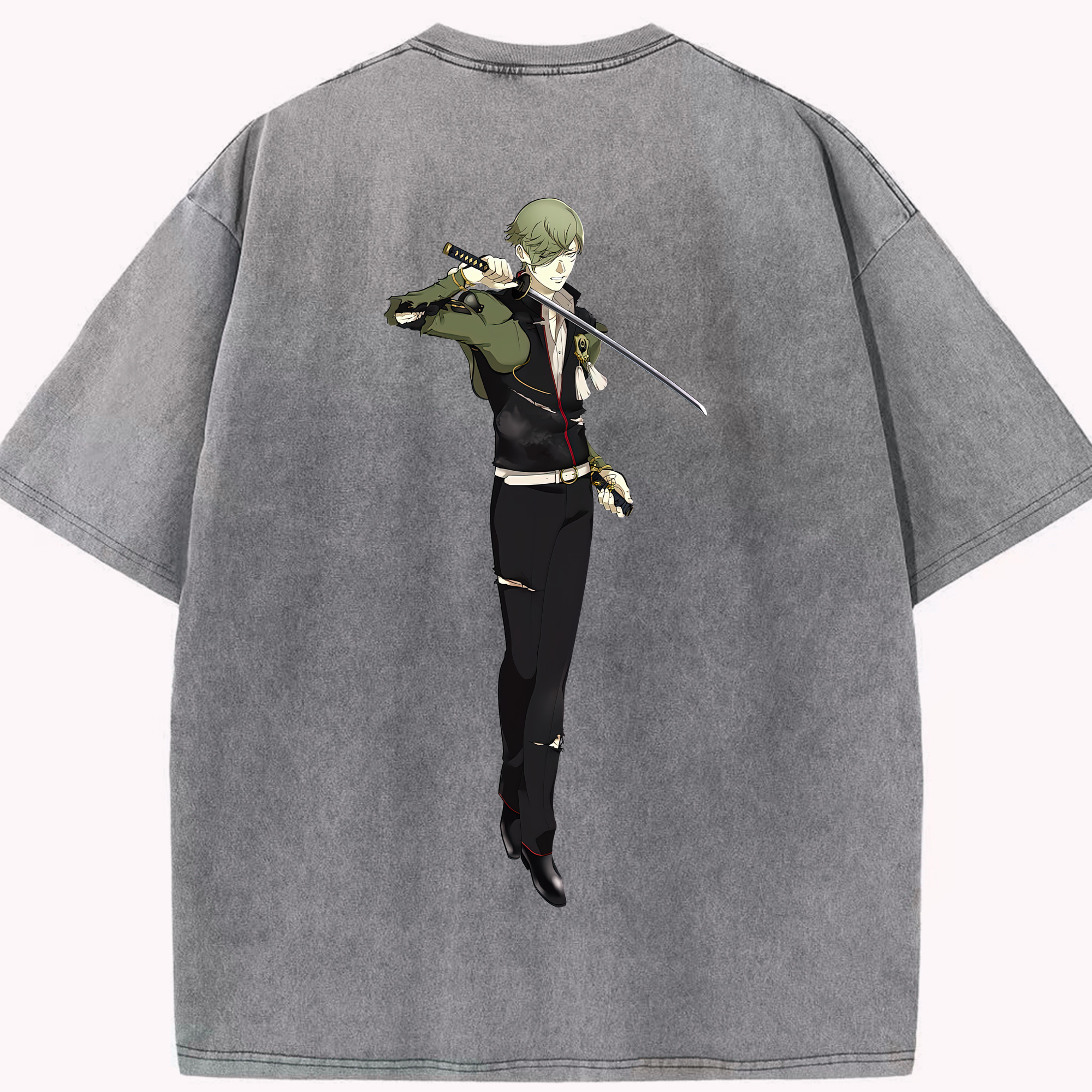 （画像用） 刀剣乱舞 Touken Ranbu 綿100% ヴィンテージ風 半袖Tシャツ（背面プリント）