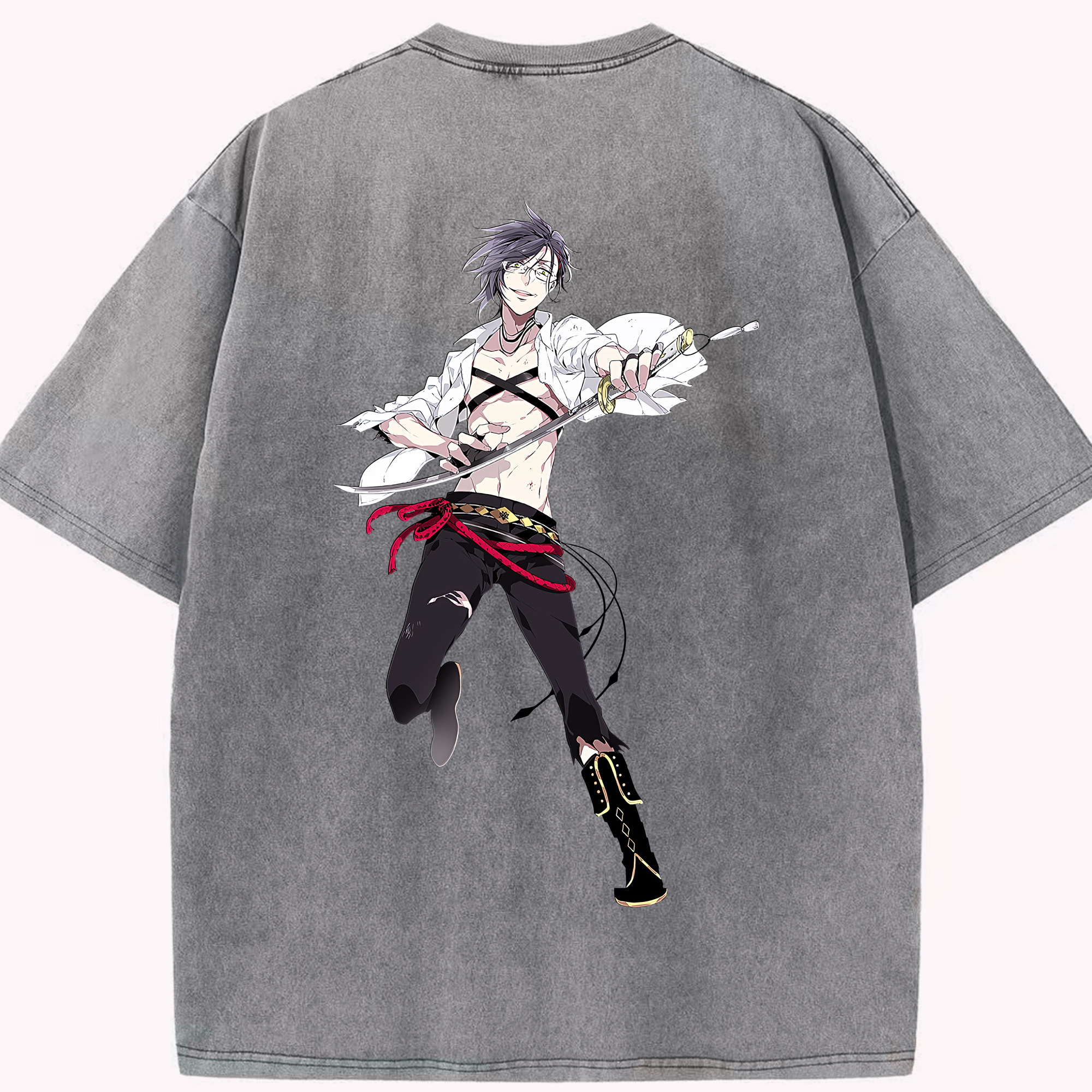 （画像用） 刀剣乱舞 Touken Ranbu 綿100% ヴィンテージ風 半袖Tシャツ（背面プリント）