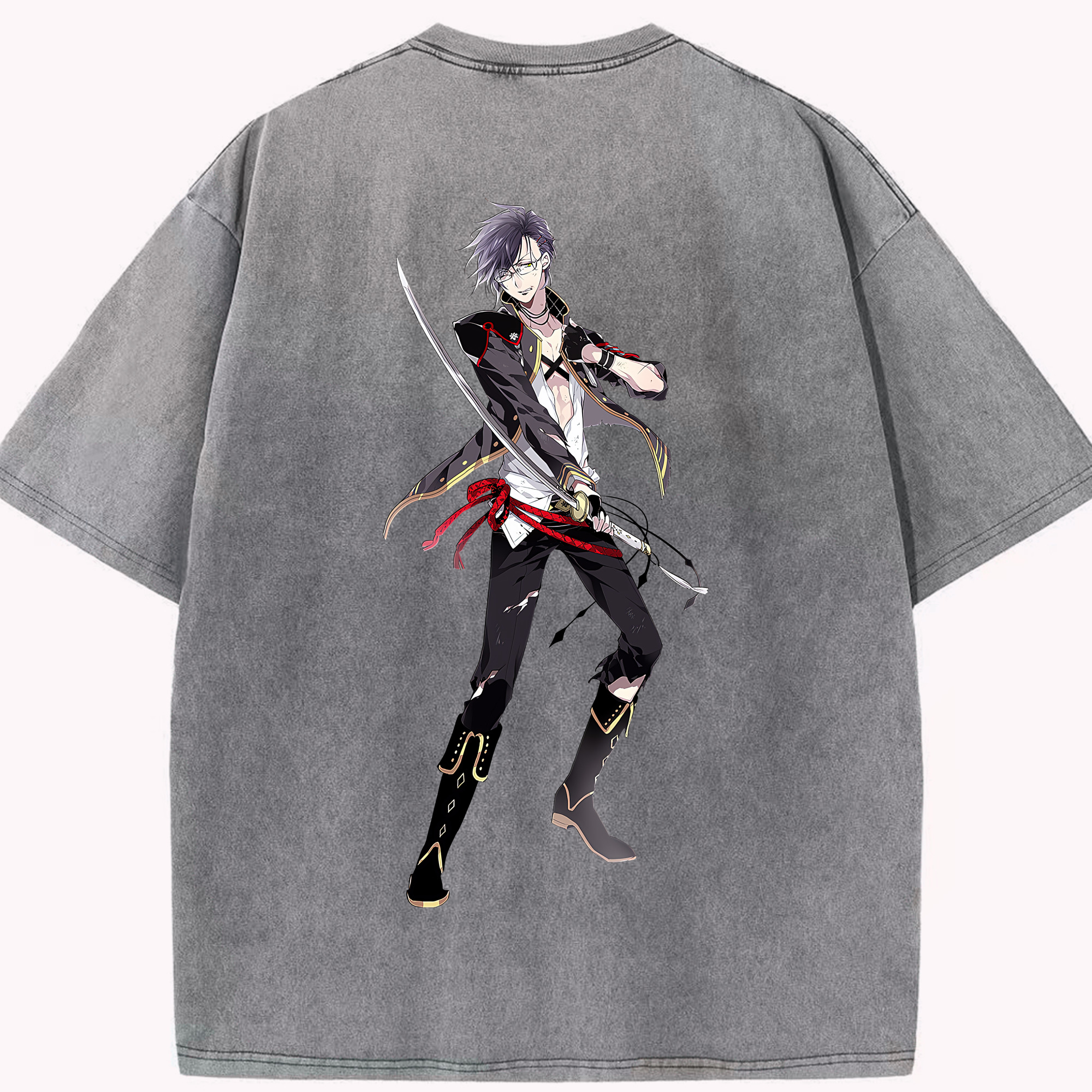 （画像用） 刀剣乱舞 Touken Ranbu 綿100% ヴィンテージ風 半袖Tシャツ（背面プリント）