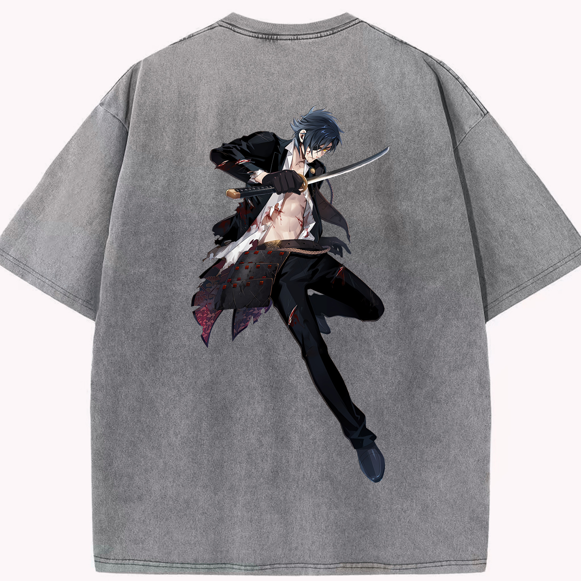 （画像用） 刀剣乱舞 Touken Ranbu 綿100% ヴィンテージ風 半袖Tシャツ（背面プリント）