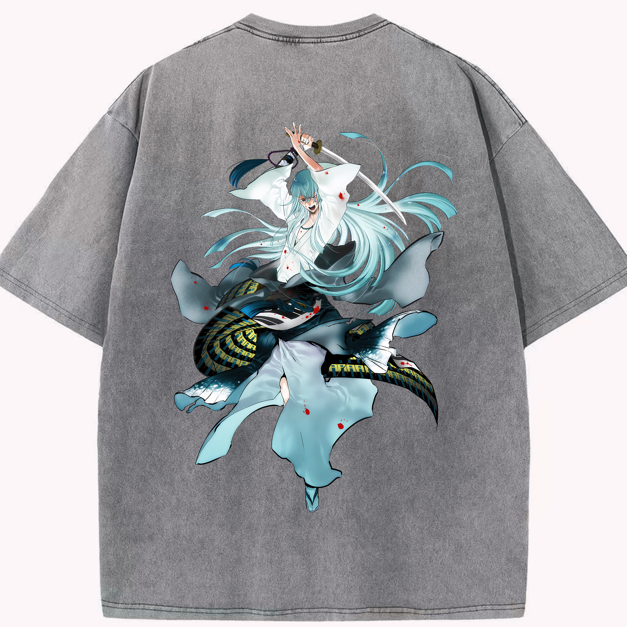 （画像用） 刀剣乱舞 Touken Ranbu 綿100% ヴィンテージ風 半袖Tシャツ（背面プリント）