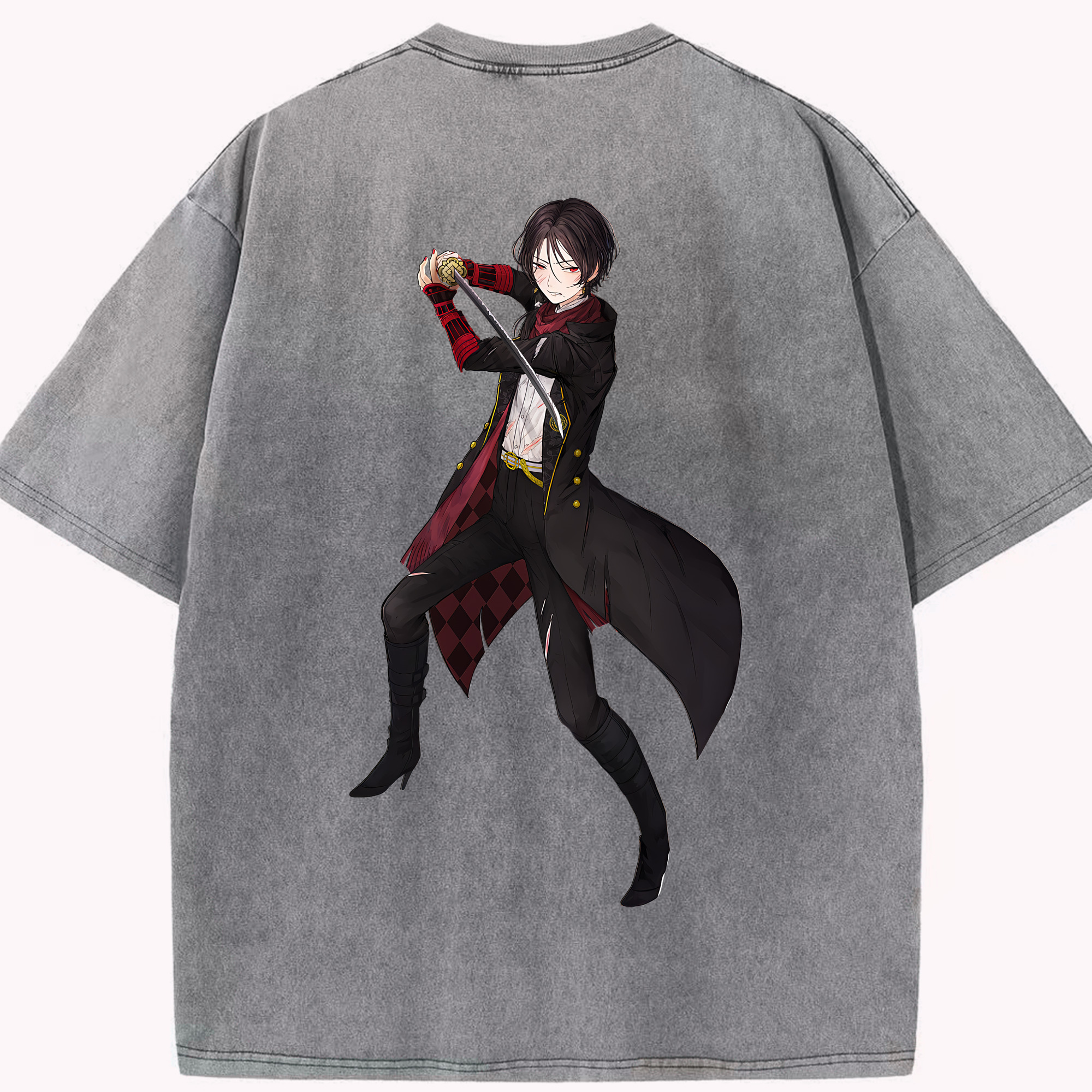 （画像用） 刀剣乱舞 Touken Ranbu 綿100% ヴィンテージ風 半袖Tシャツ（背面プリント）