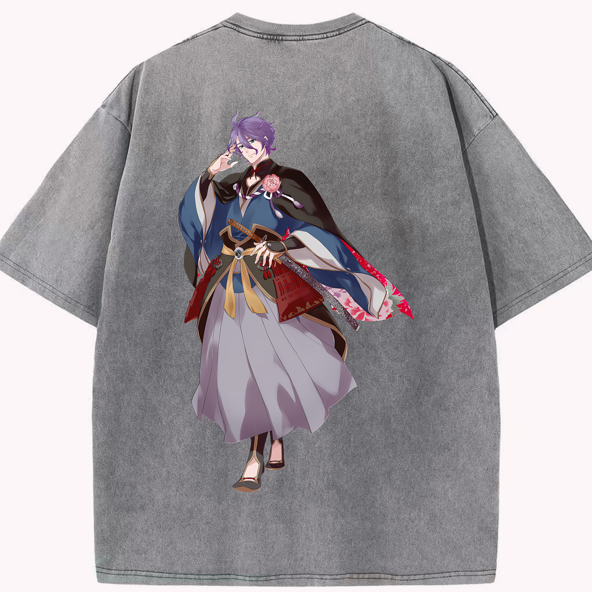 （画像用） 刀剣乱舞 Touken Ranbu 綿100% ヴィンテージ風 半袖Tシャツ（背面プリント）