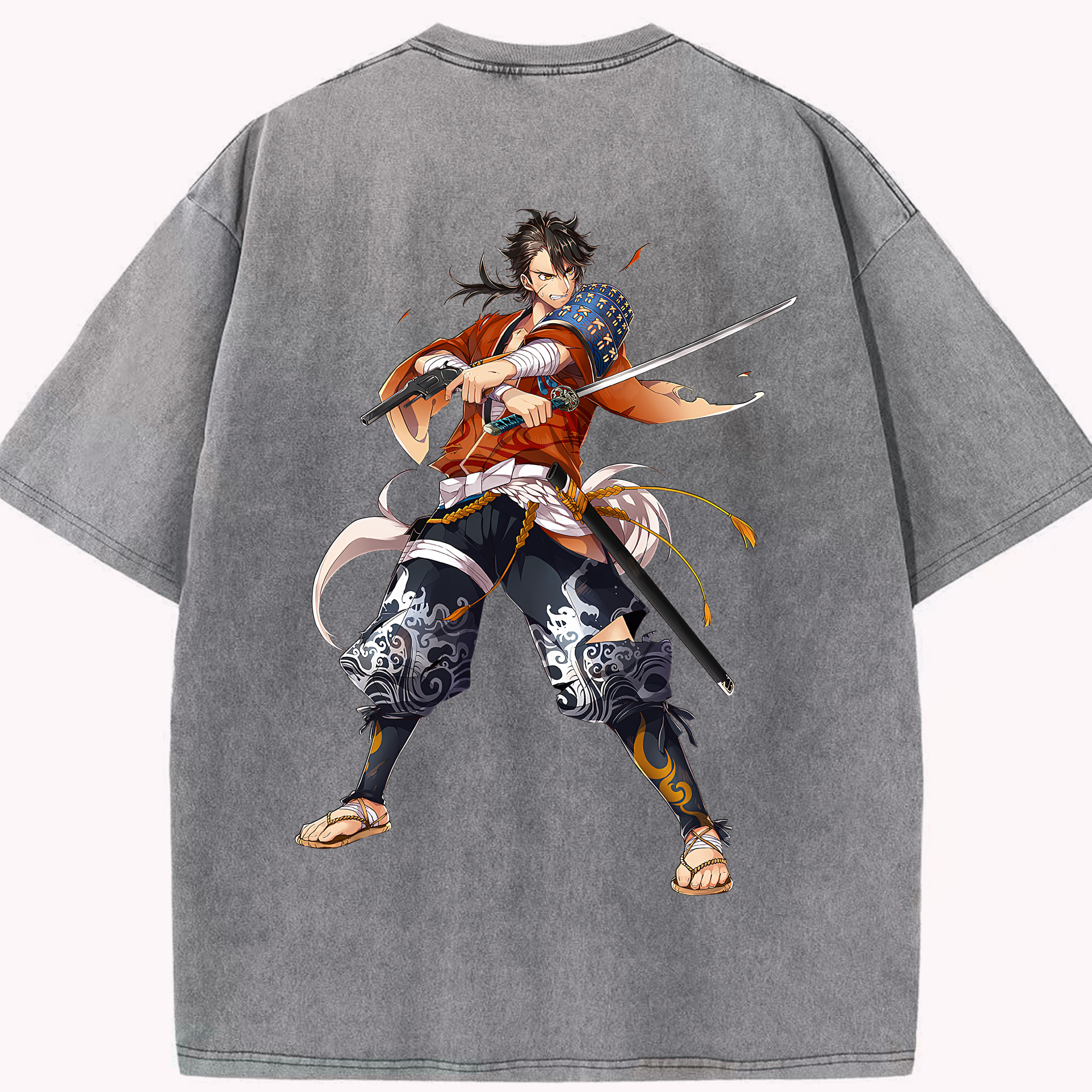 （画像用） 刀剣乱舞 Touken Ranbu 綿100% ヴィンテージ風 半袖Tシャツ（背面プリント）