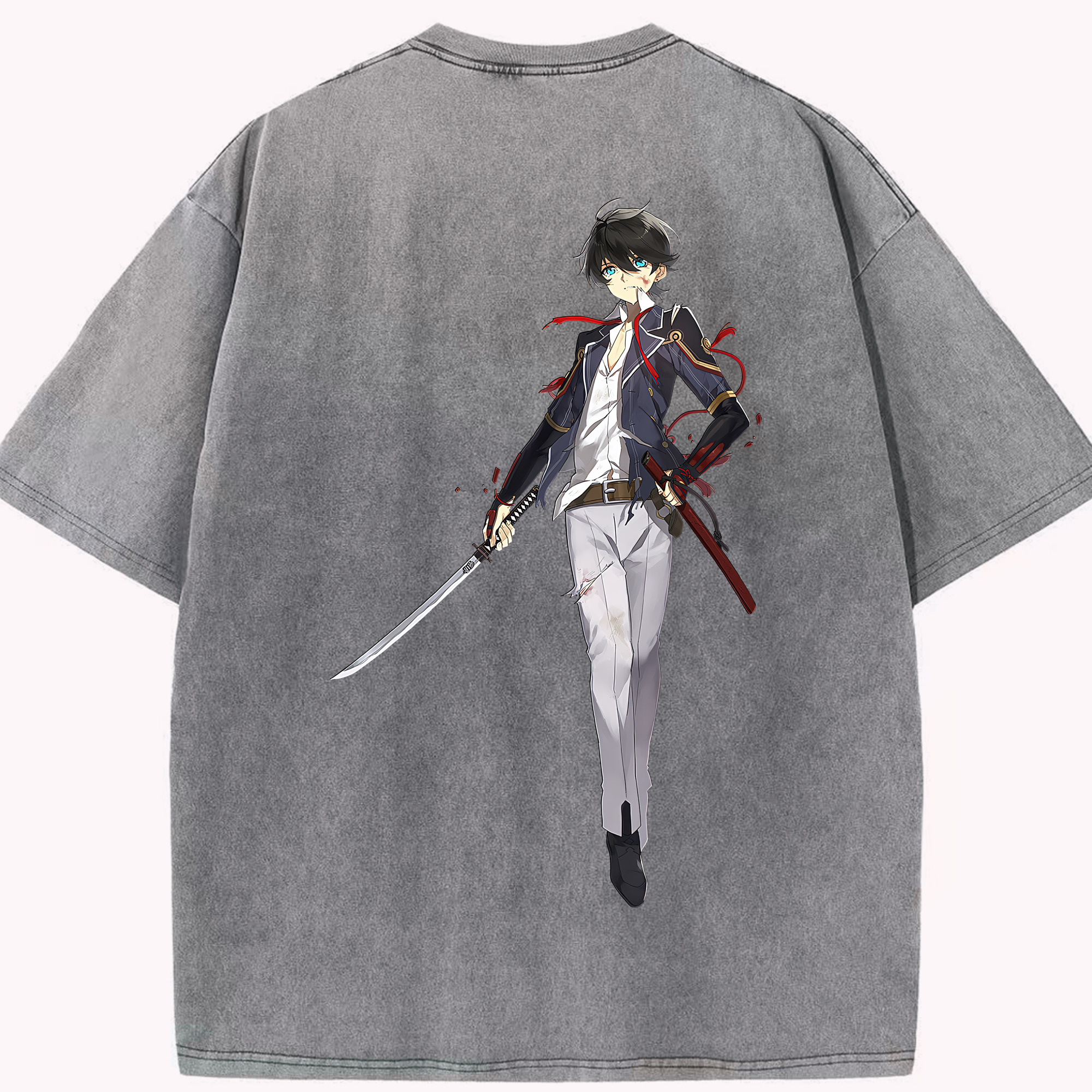 （画像用） 刀剣乱舞 Touken Ranbu 綿100% ヴィンテージ風 半袖Tシャツ（背面プリント）