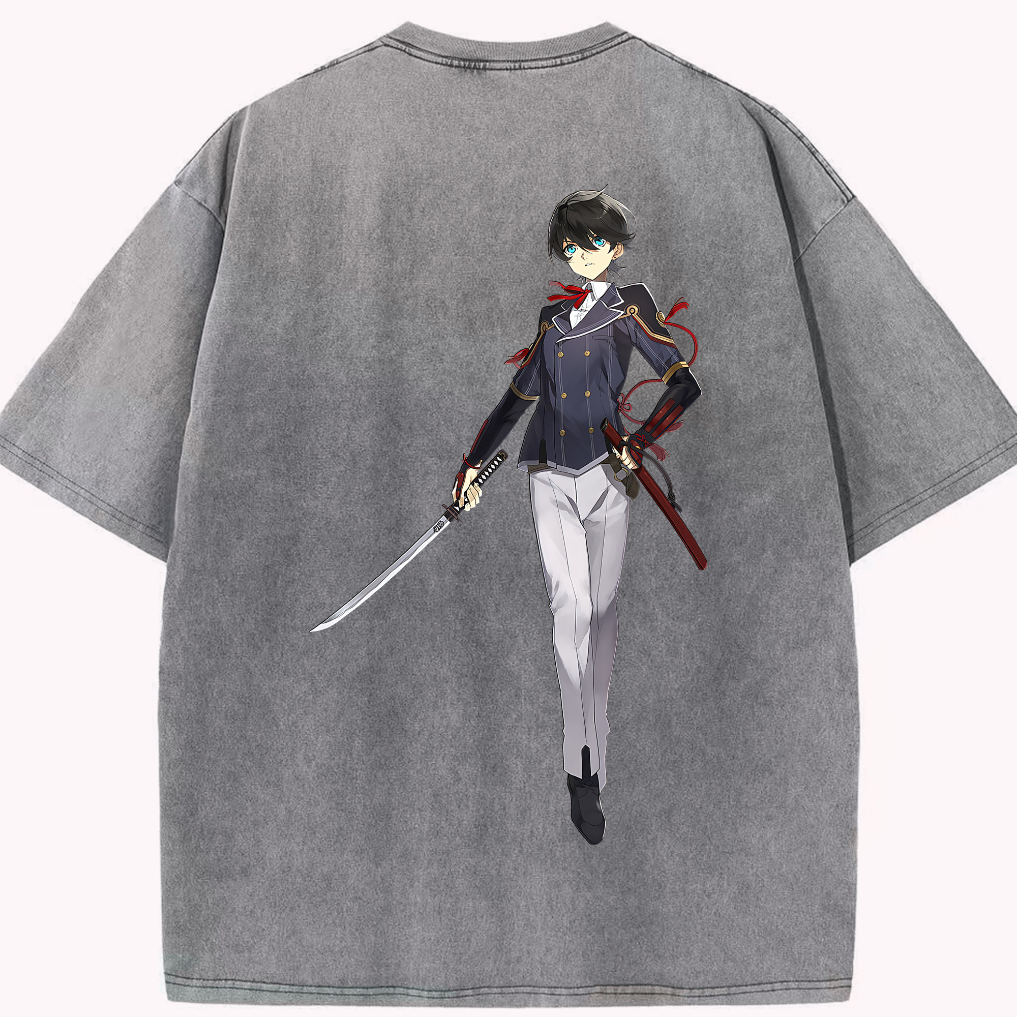 （画像用） 刀剣乱舞 Touken Ranbu 綿100% ヴィンテージ風 半袖Tシャツ（背面プリント）