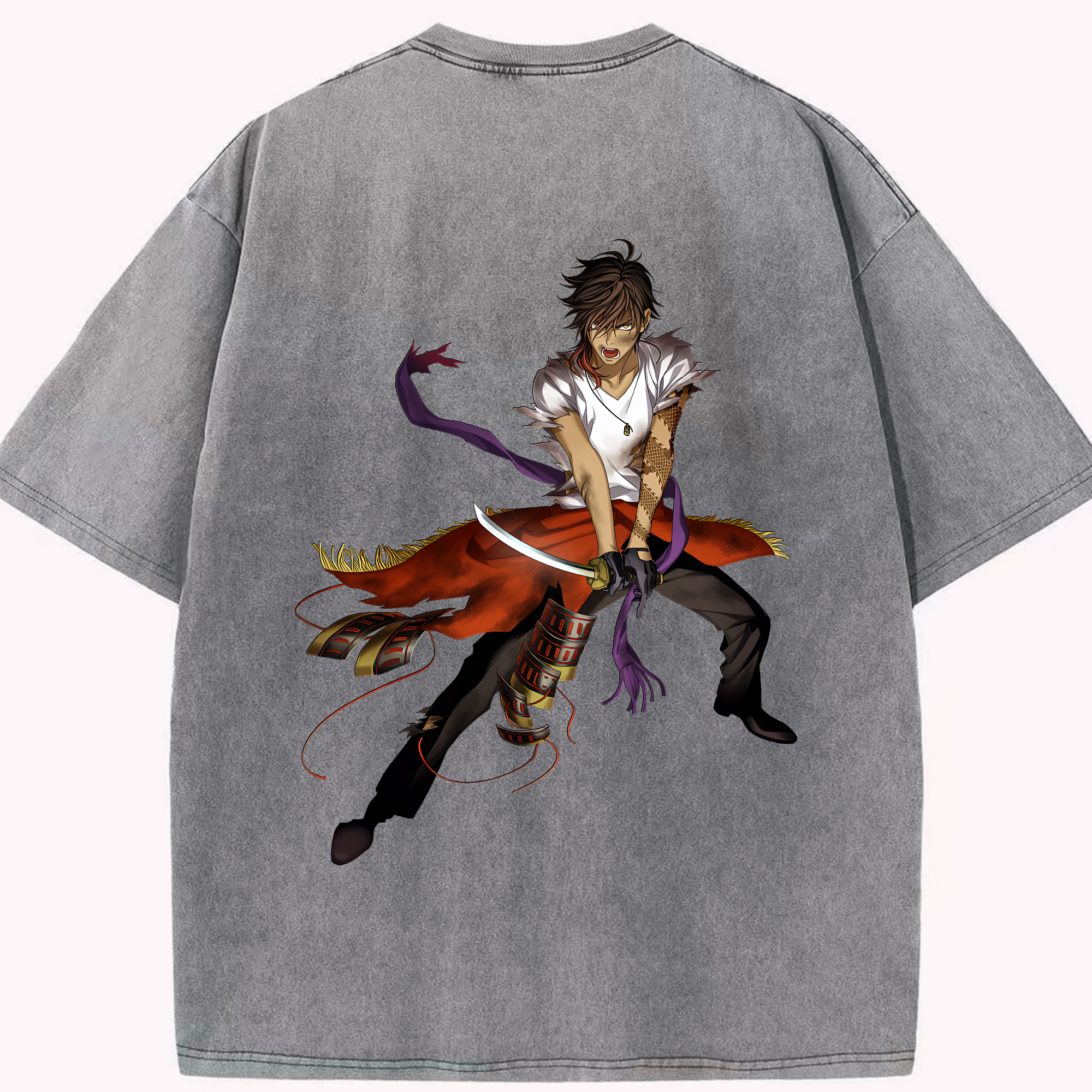 （画像用） 刀剣乱舞 Touken Ranbu 綿100% ヴィンテージ風 半袖Tシャツ（背面プリント）