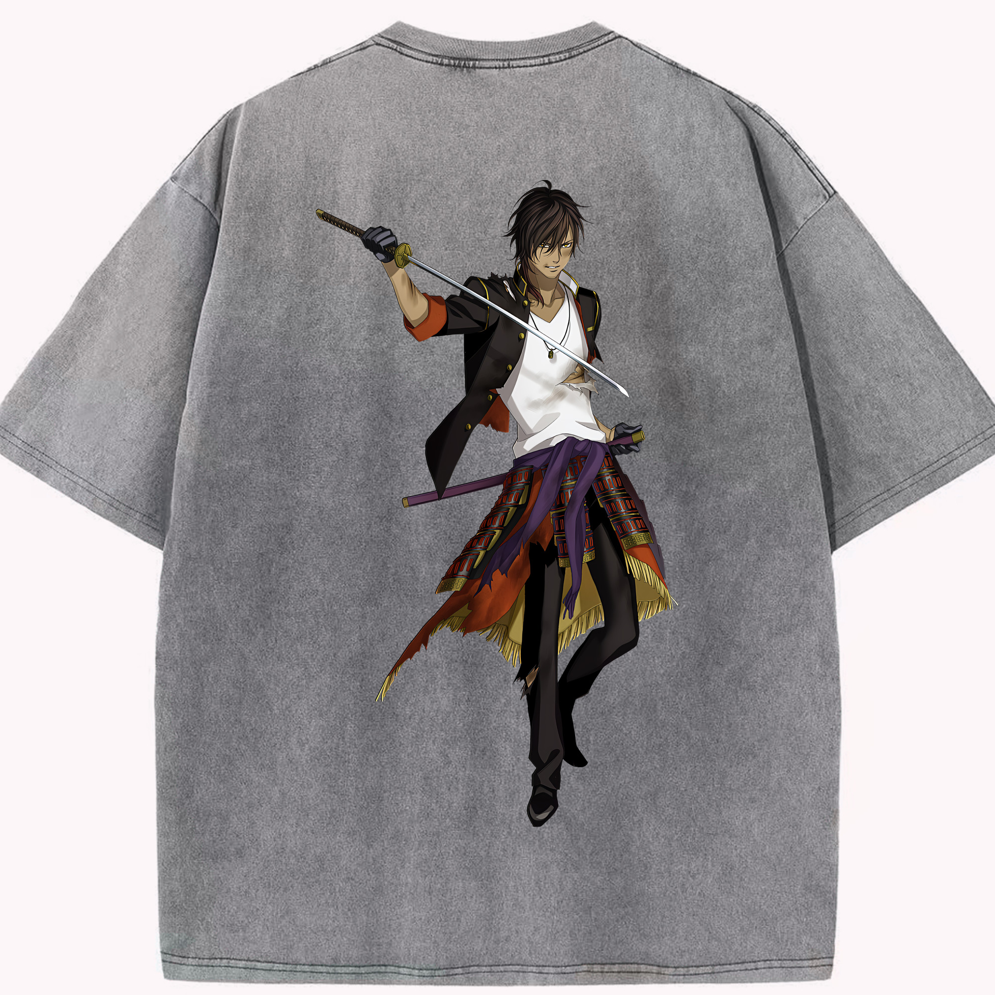 （画像用） 刀剣乱舞 Touken Ranbu 綿100% ヴィンテージ風 半袖Tシャツ（背面プリント）