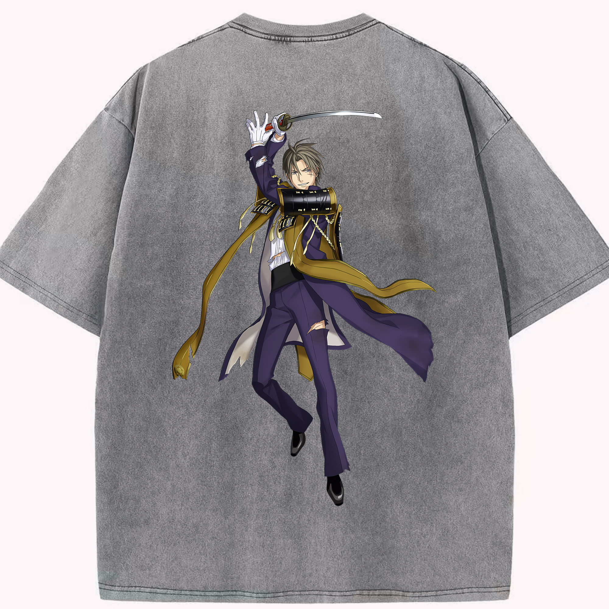 （画像用） 刀剣乱舞 Touken Ranbu 綿100% ヴィンテージ風 半袖Tシャツ（背面プリント）