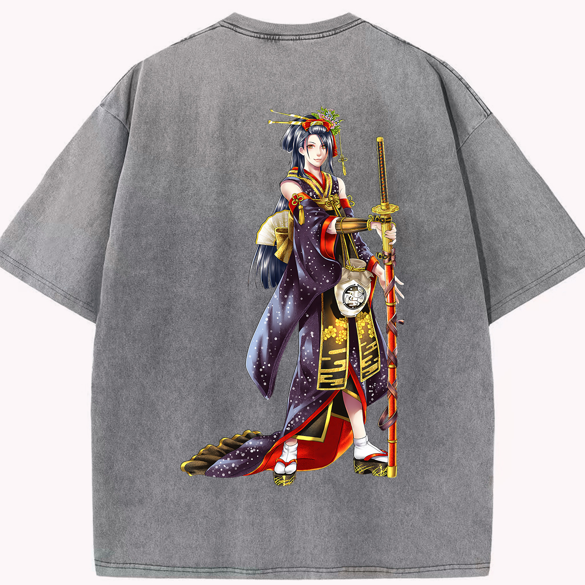 （画像用） 刀剣乱舞 Touken Ranbu 綿100% ヴィンテージ風 半袖Tシャツ（背面プリント）