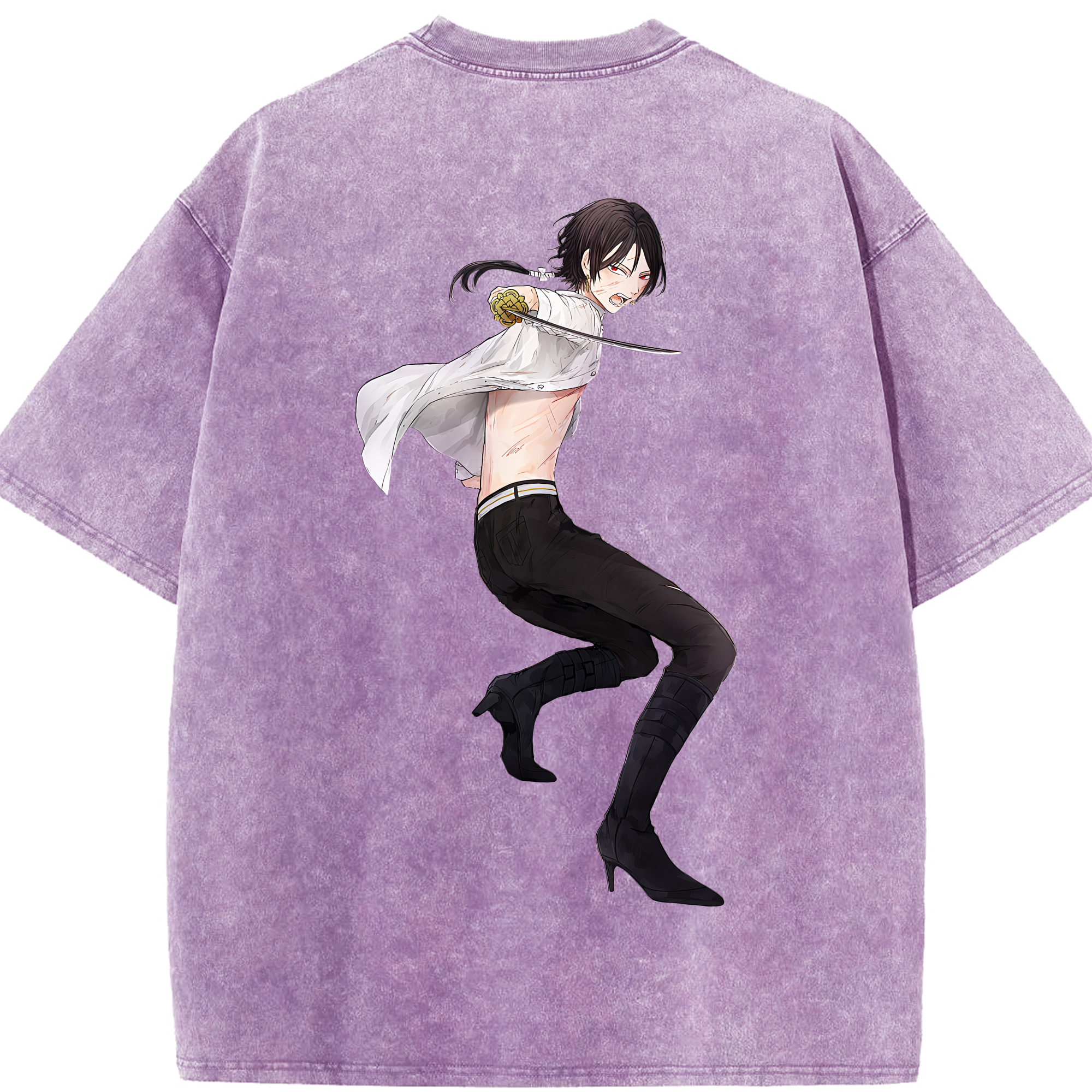 （画像用） 刀剣乱舞 Touken Ranbu 綿100% ヴィンテージ風 半袖Tシャツ（背面プリント）