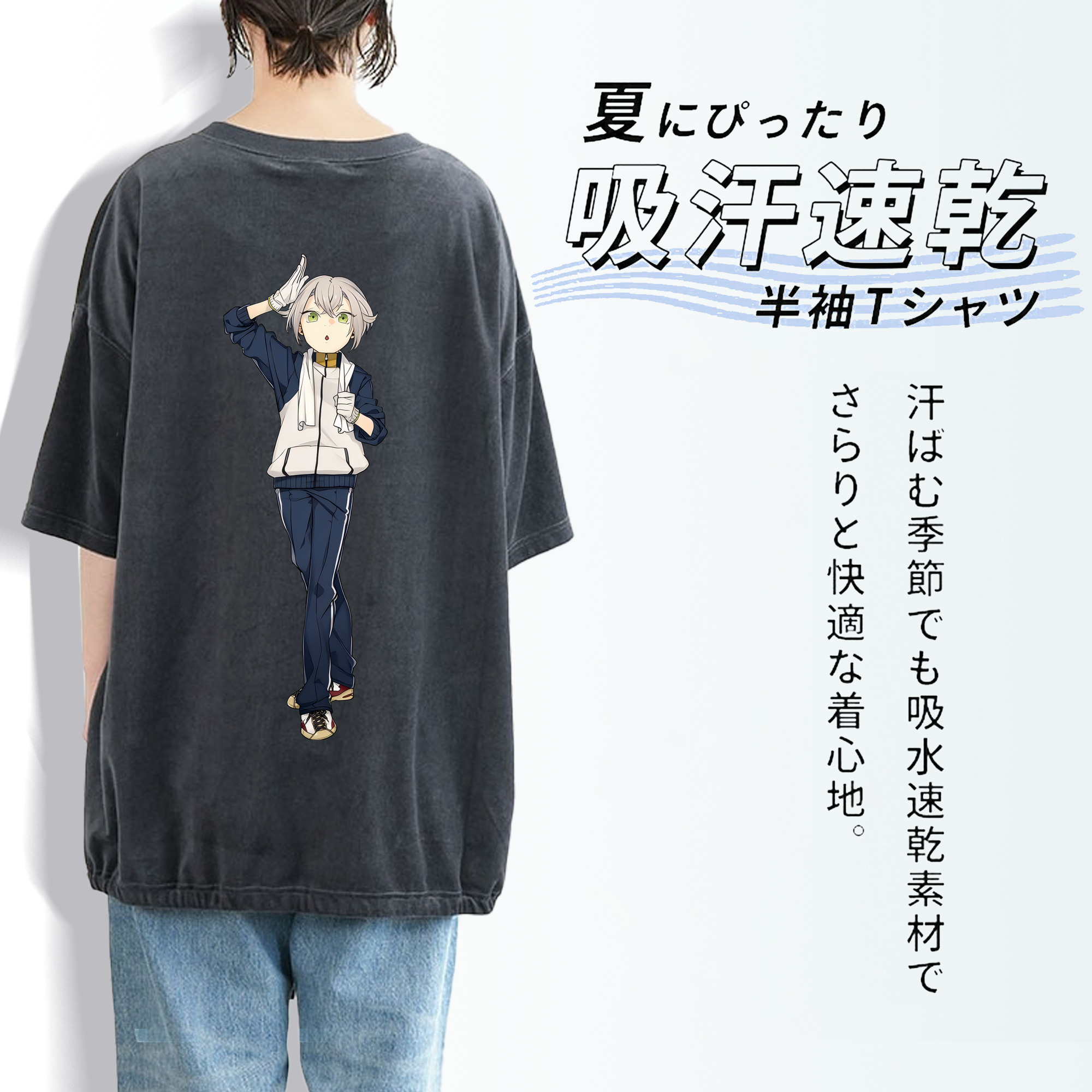 刀剣乱舞 Touken Ranbu 綿100% ヴィンテージ風 半袖Tシャツ（背面プリント）