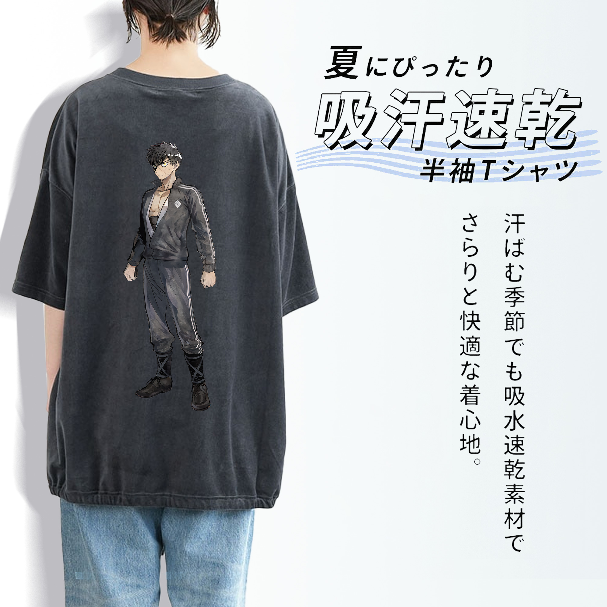 刀剣乱舞 Touken Ranbu 綿100% ヴィンテージ風 半袖Tシャツ（背面プリント）