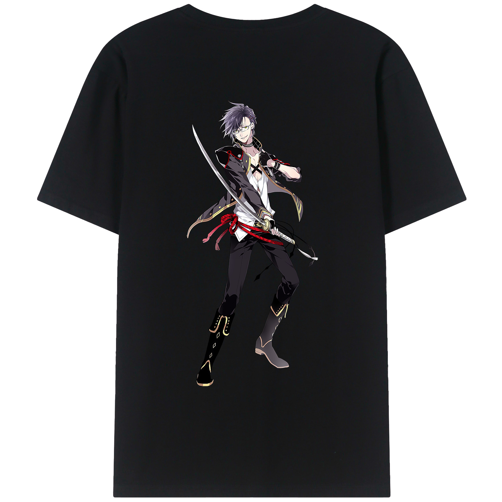 （画像用） 刀剣乱舞 Touken Ranbu 綿100％ メンズ半袖Tシャツ（バックプリント） 通気性