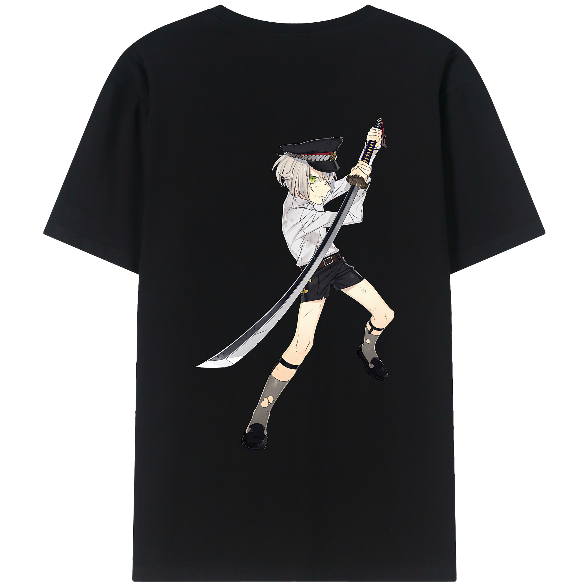 （画像用） 刀剣乱舞 Touken Ranbu 綿100％ メンズ半袖Tシャツ（バックプリント） 通気性