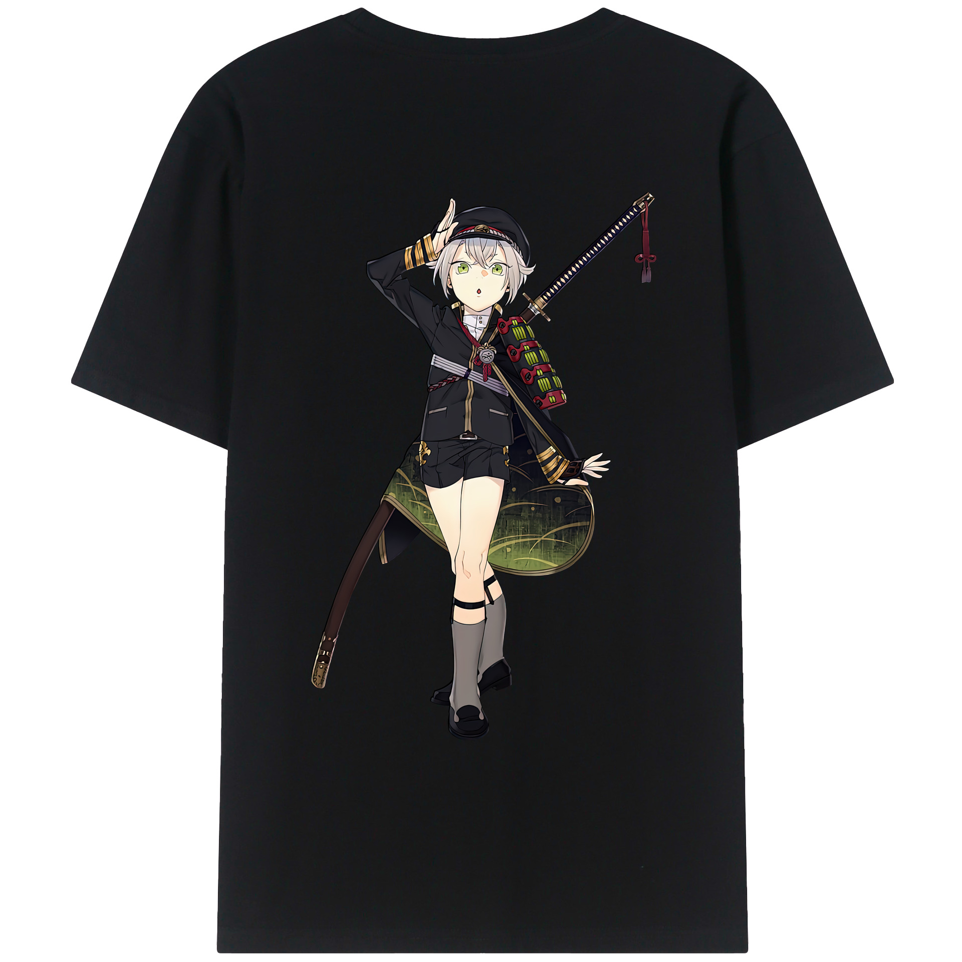 （画像用） 刀剣乱舞 Touken Ranbu 綿100％ メンズ半袖Tシャツ（バックプリント） 通気性