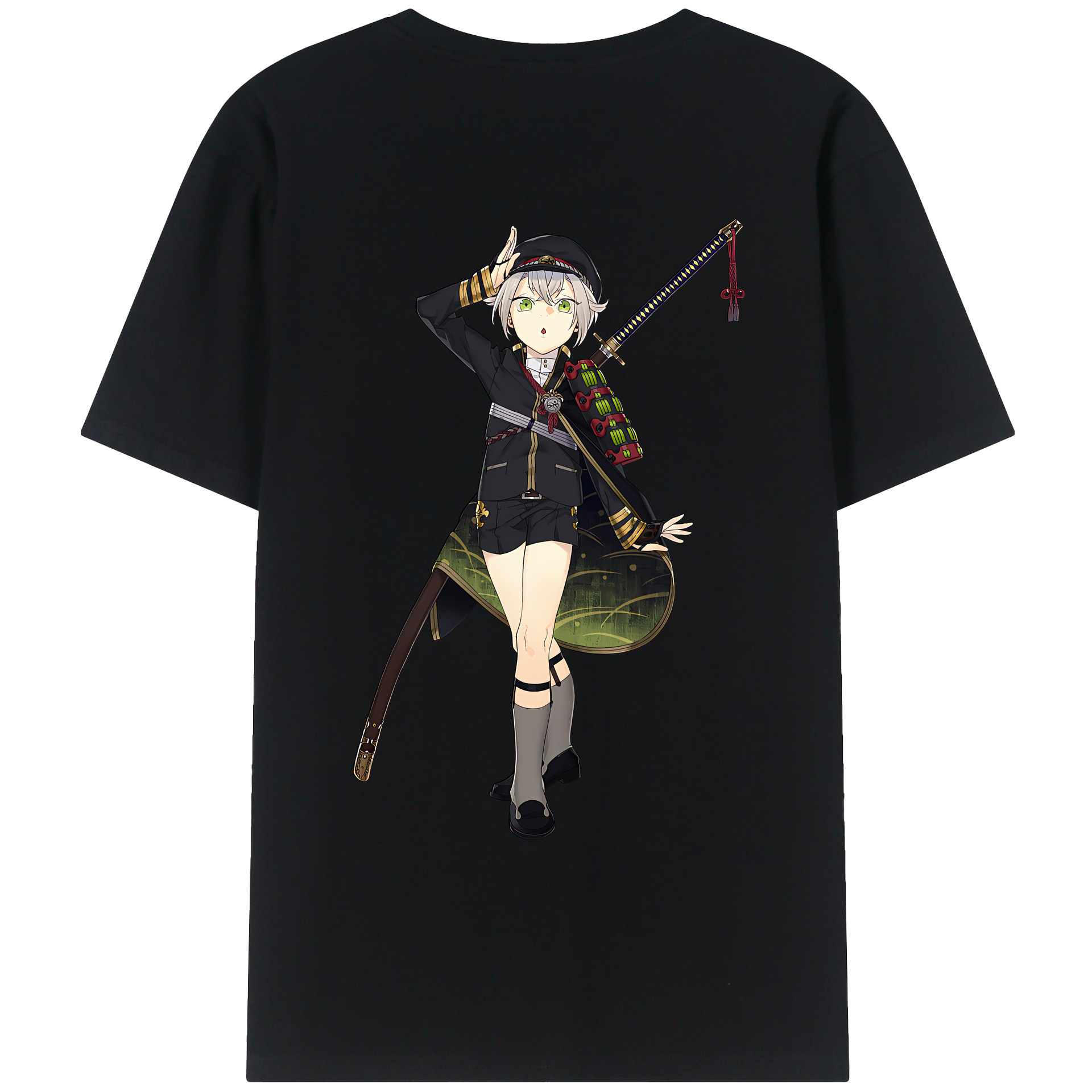 （画像用） 刀剣乱舞 Touken Ranbu 綿100％ メンズ半袖Tシャツ（バックプリント） 通気性