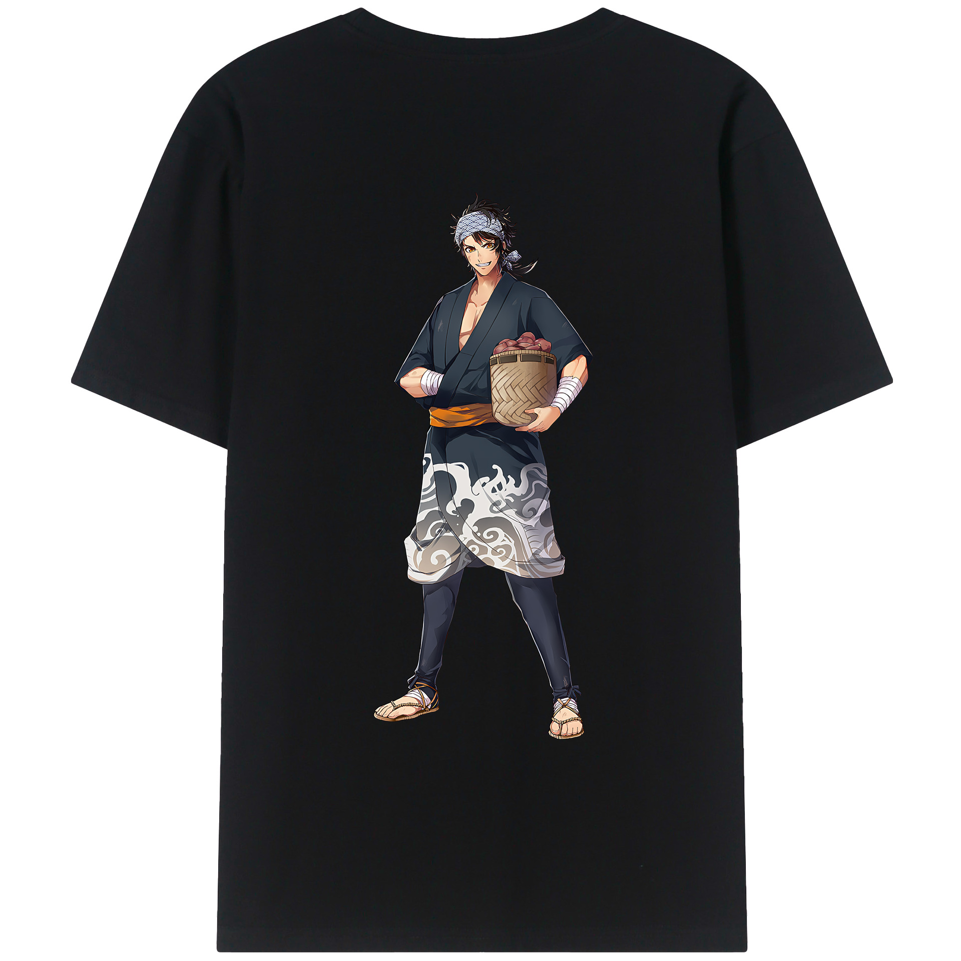 （画像用） 刀剣乱舞 Touken Ranbu 綿100％ メンズ半袖Tシャツ（バックプリント） 通気性