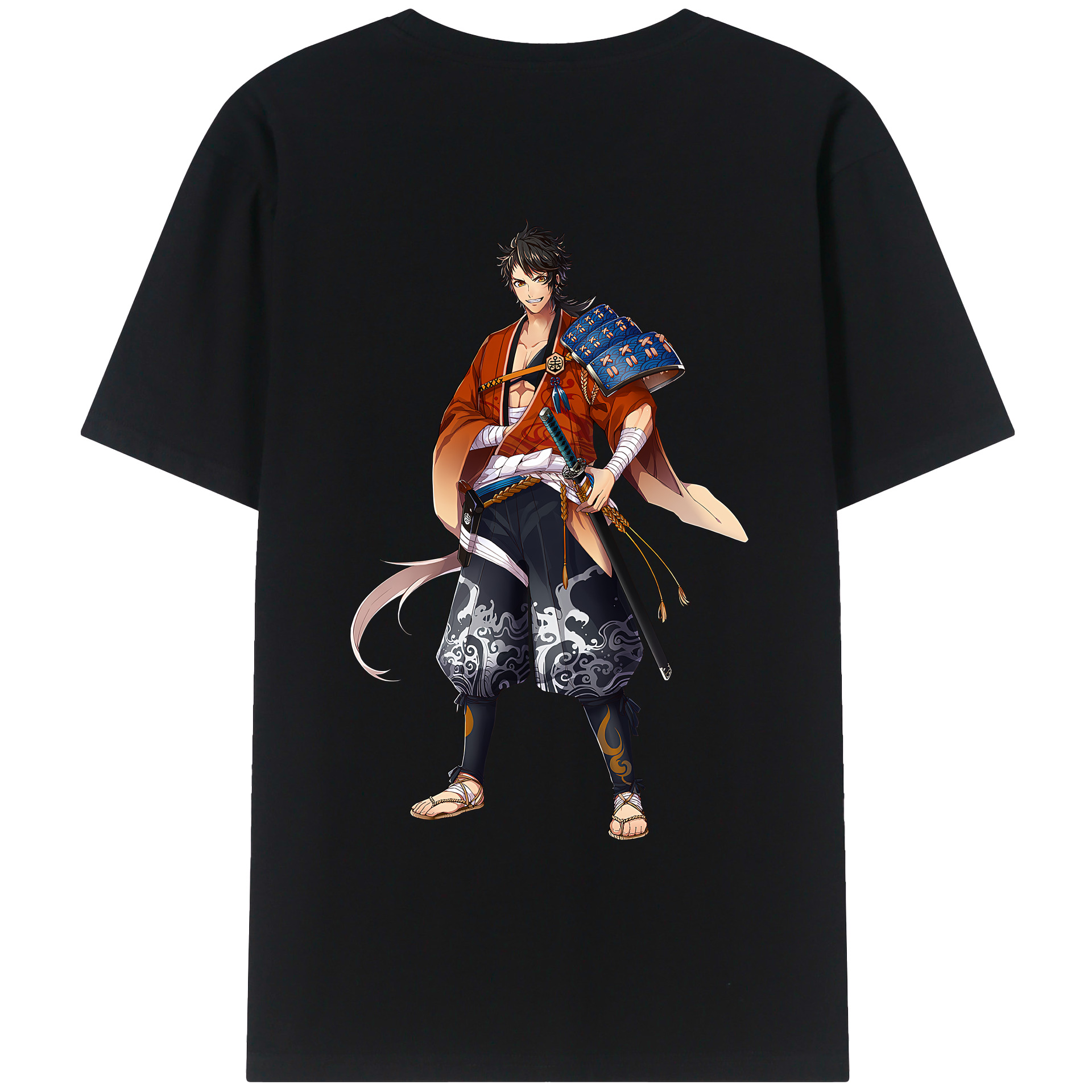 （画像用） 刀剣乱舞 Touken Ranbu 綿100％ メンズ半袖Tシャツ（バックプリント） 通気性