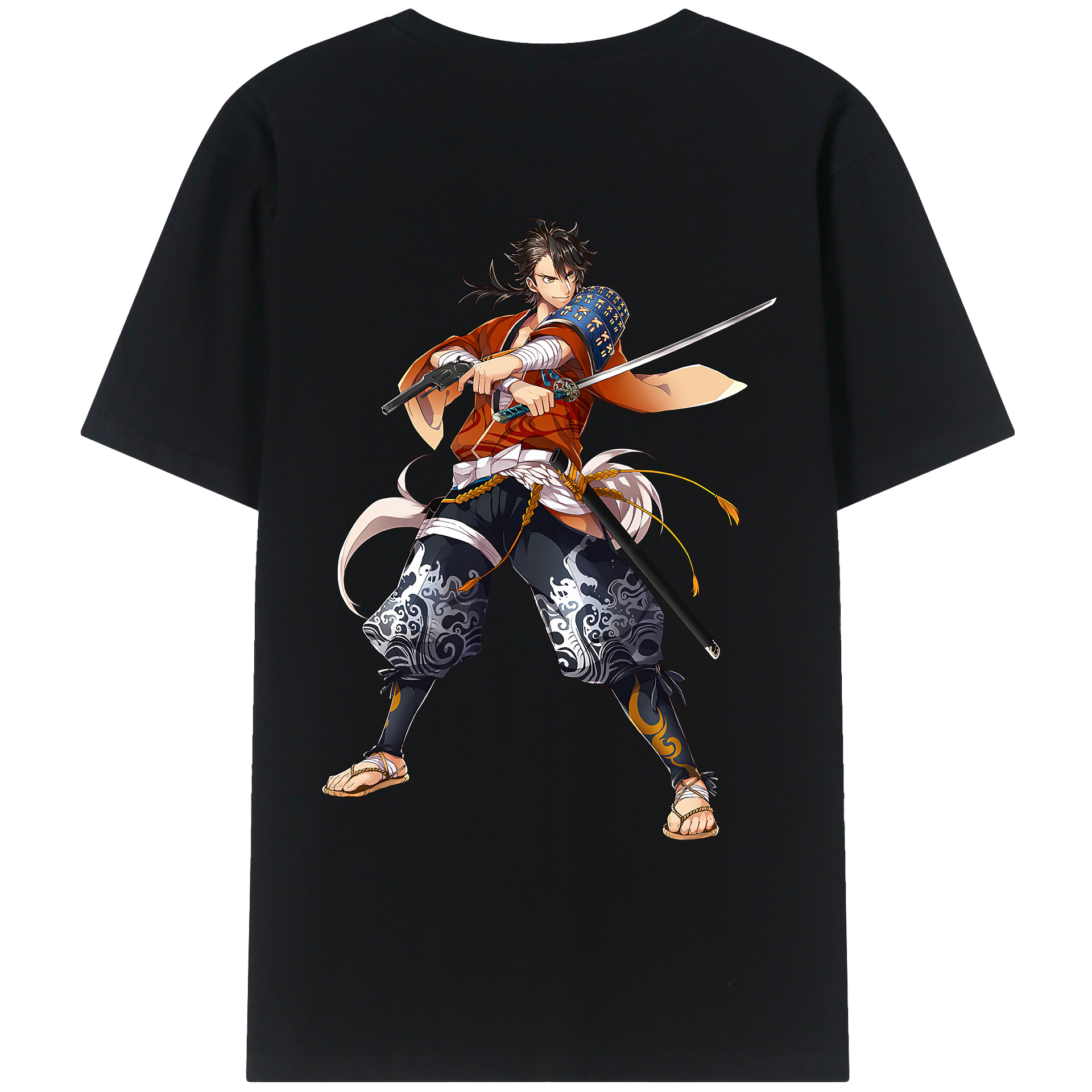 （画像用） 刀剣乱舞 Touken Ranbu 綿100％ メンズ半袖Tシャツ（バックプリント） 通気性