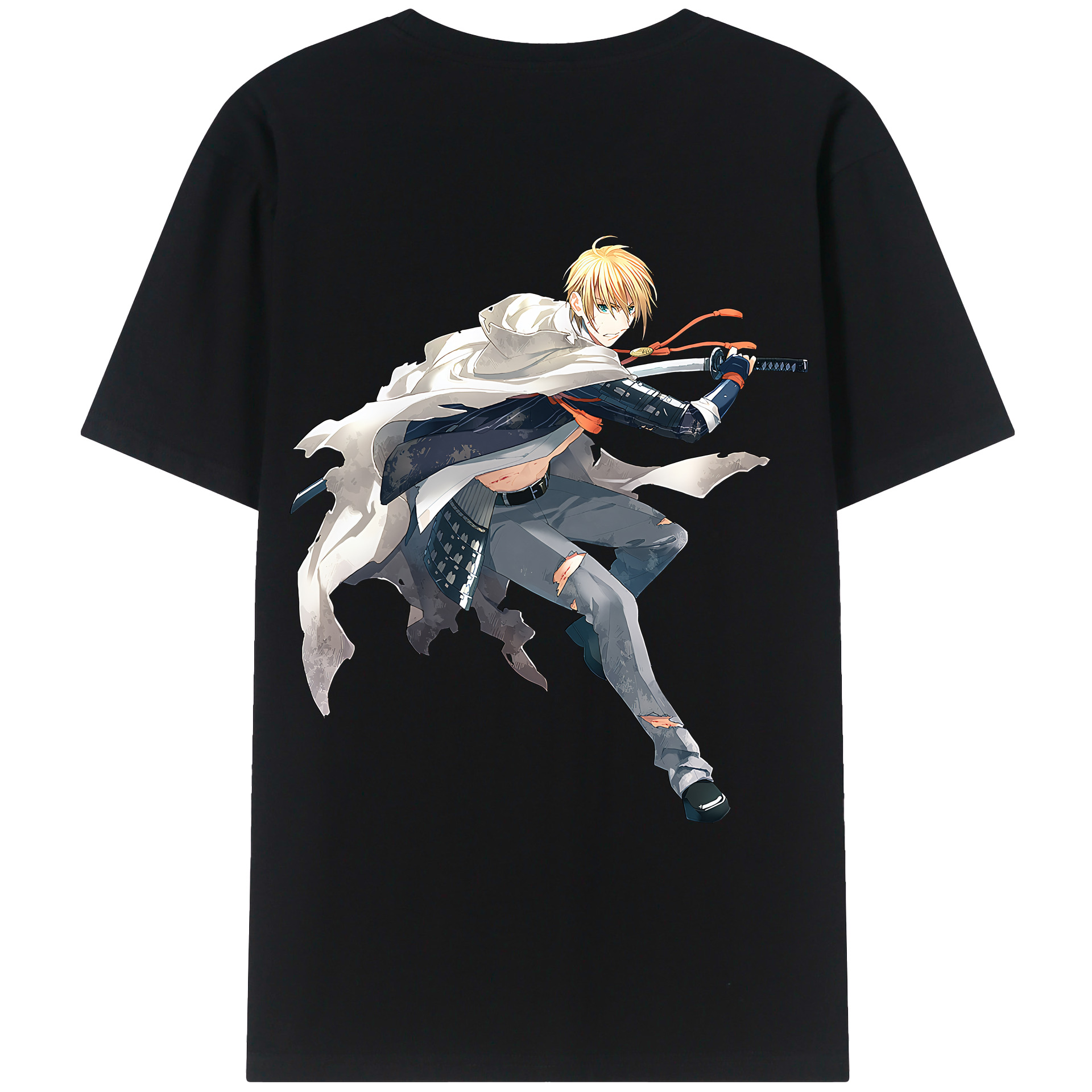 （画像用） 刀剣乱舞 Touken Ranbu 綿100％ メンズ半袖Tシャツ（バックプリント） 通気性