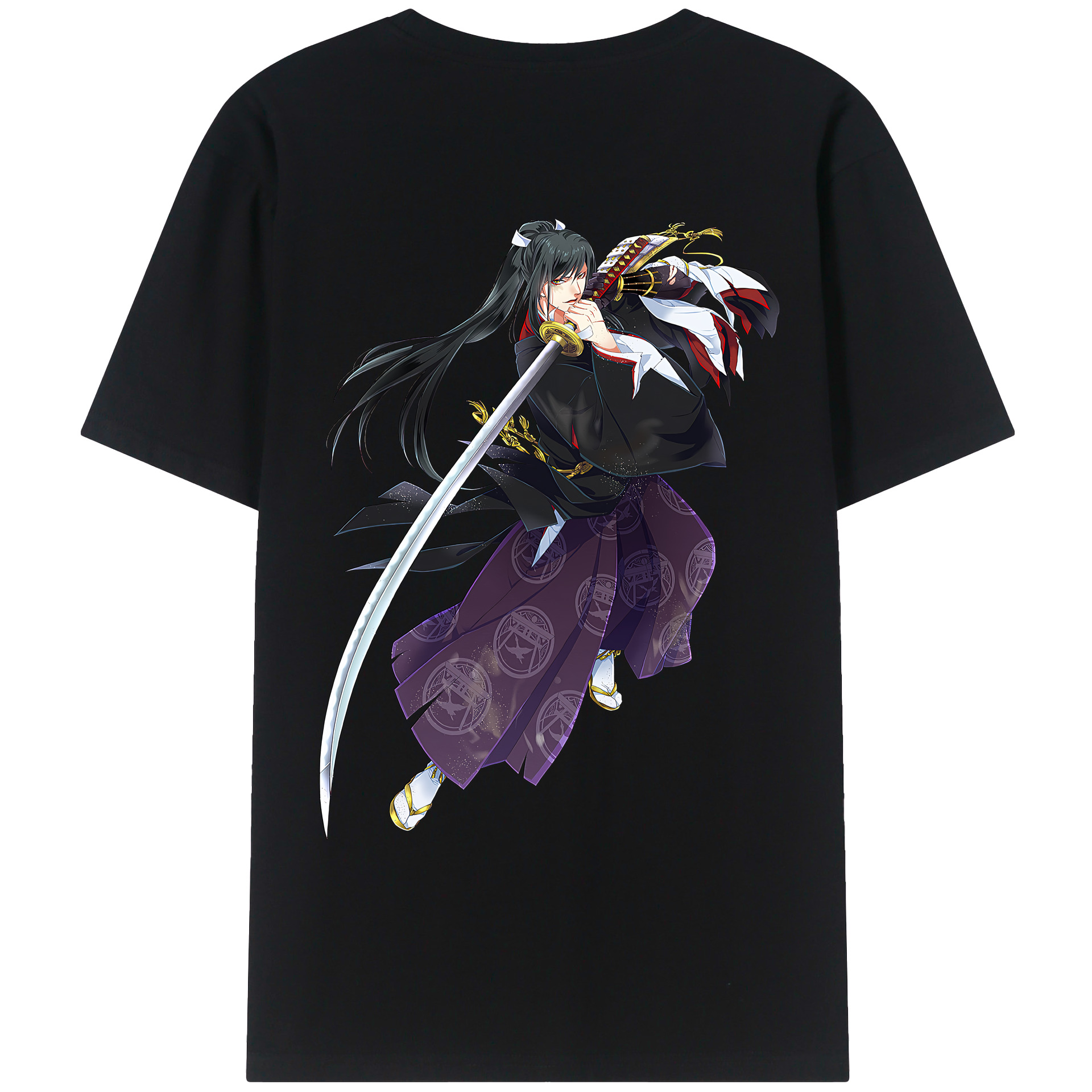 （画像用） 刀剣乱舞 Touken Ranbu 綿100％ メンズ半袖Tシャツ（バックプリント） 通気性