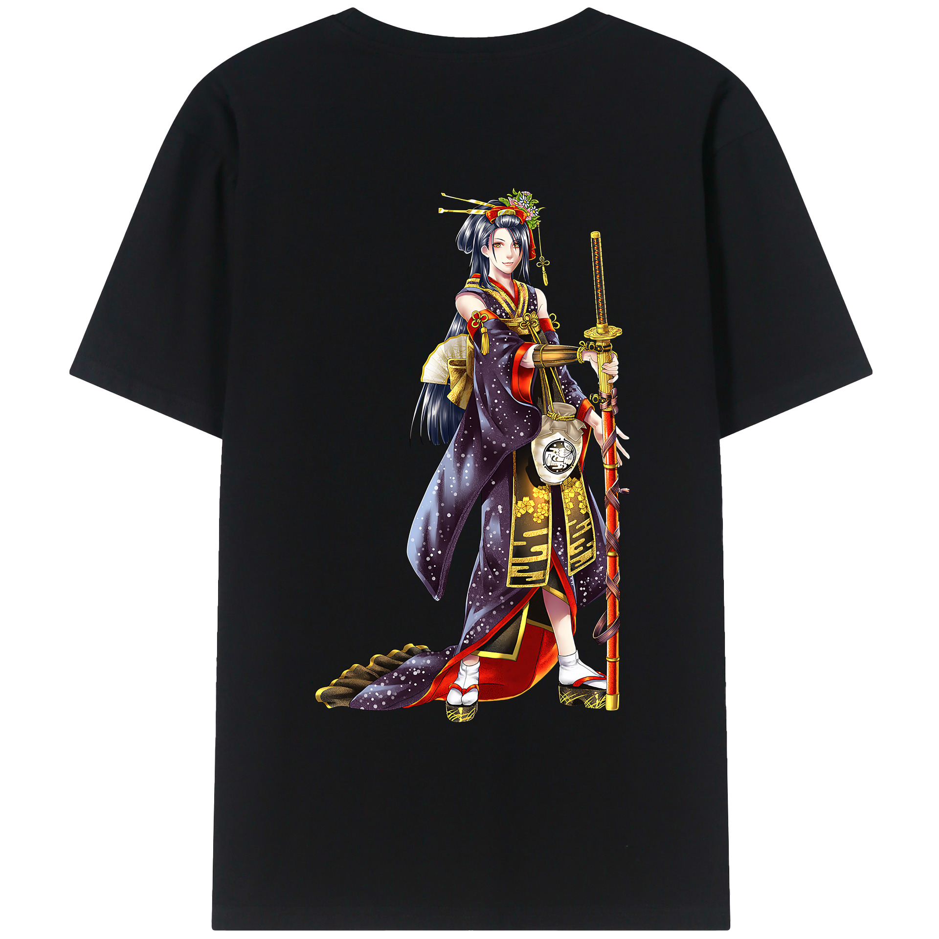 （画像用） 刀剣乱舞 Touken Ranbu 綿100％ メンズ半袖Tシャツ（バックプリント） 通気性