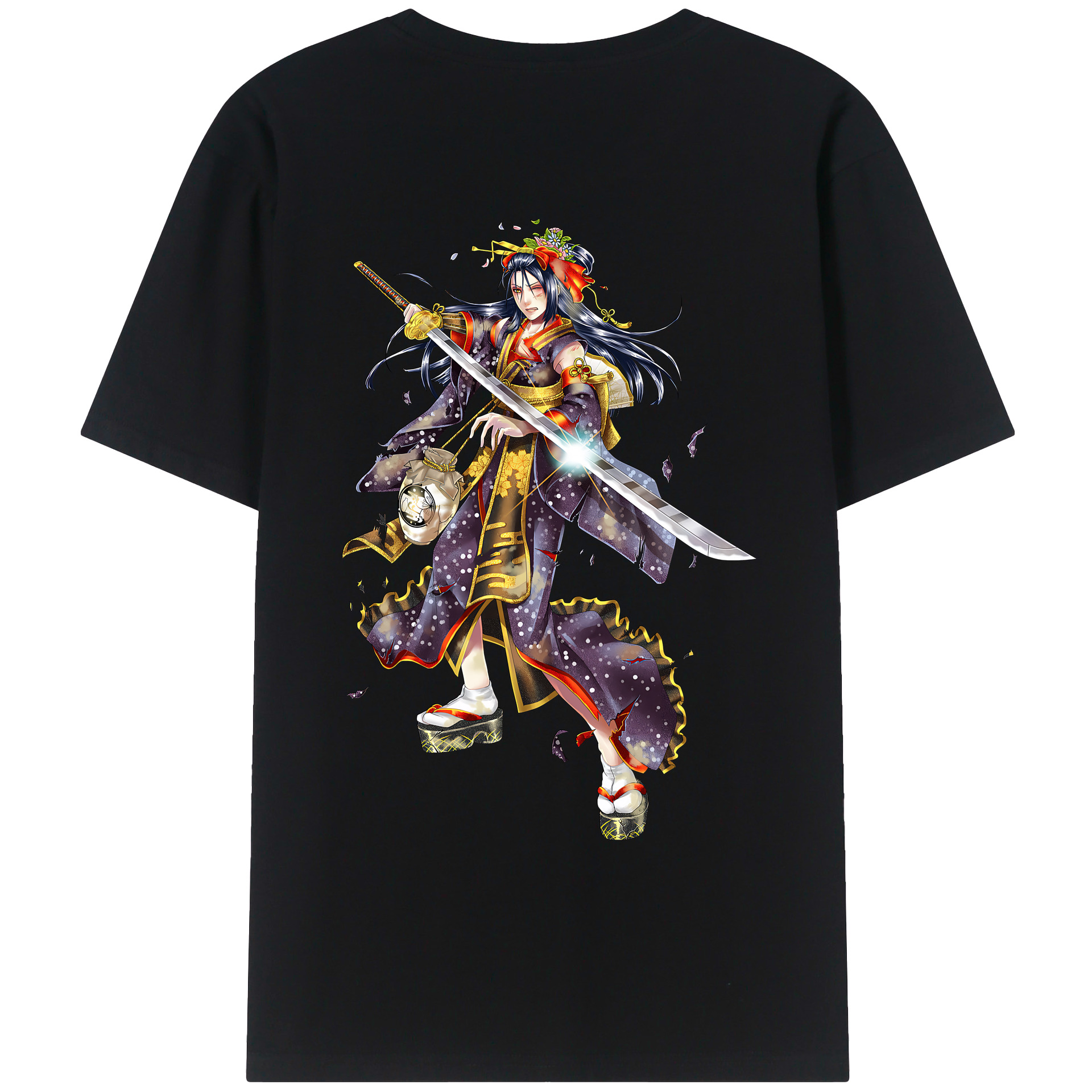 （画像用） 刀剣乱舞 Touken Ranbu 綿100％ メンズ半袖Tシャツ（バックプリント） 通気性