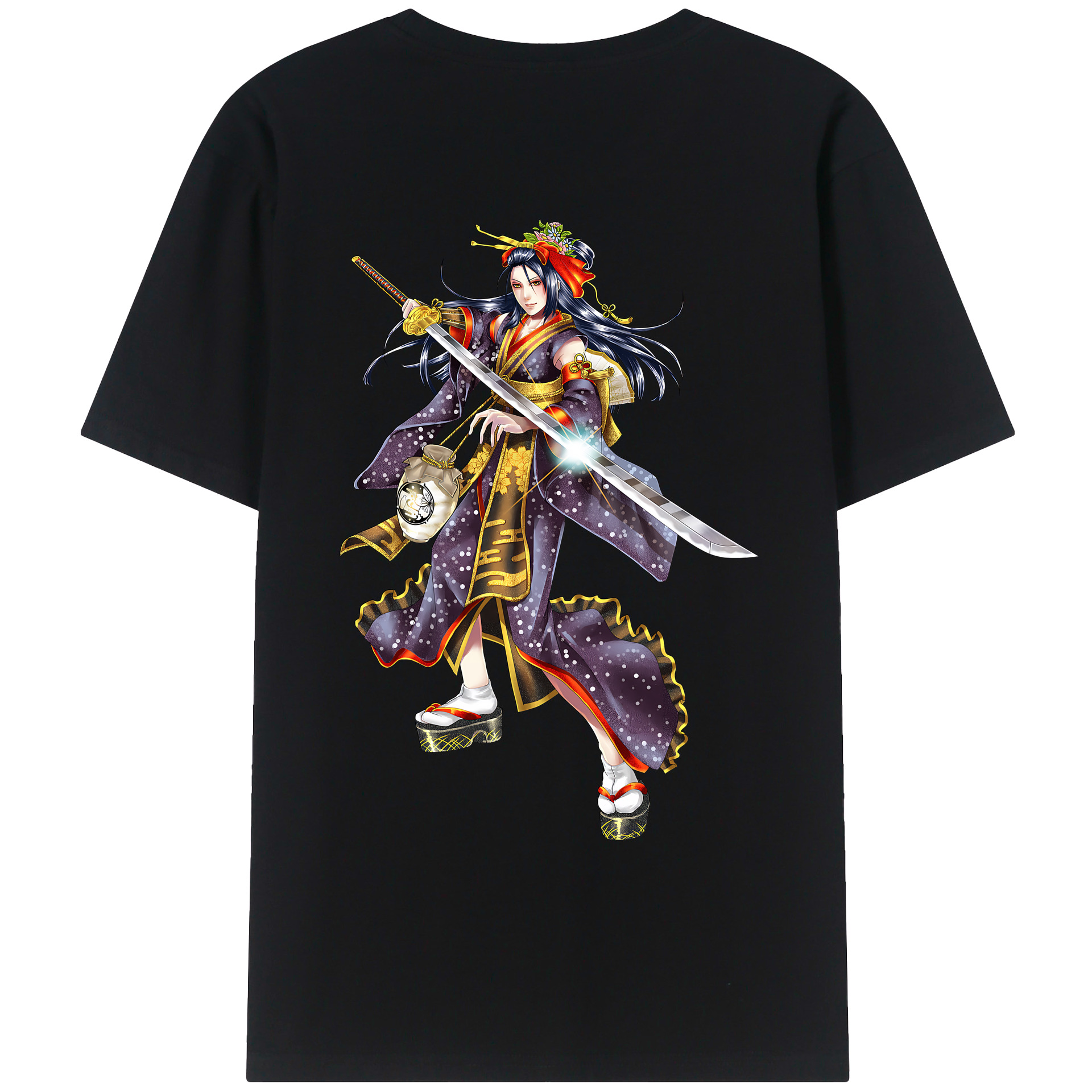 （画像用） 刀剣乱舞 Touken Ranbu 綿100％ メンズ半袖Tシャツ（バックプリント） 通気性