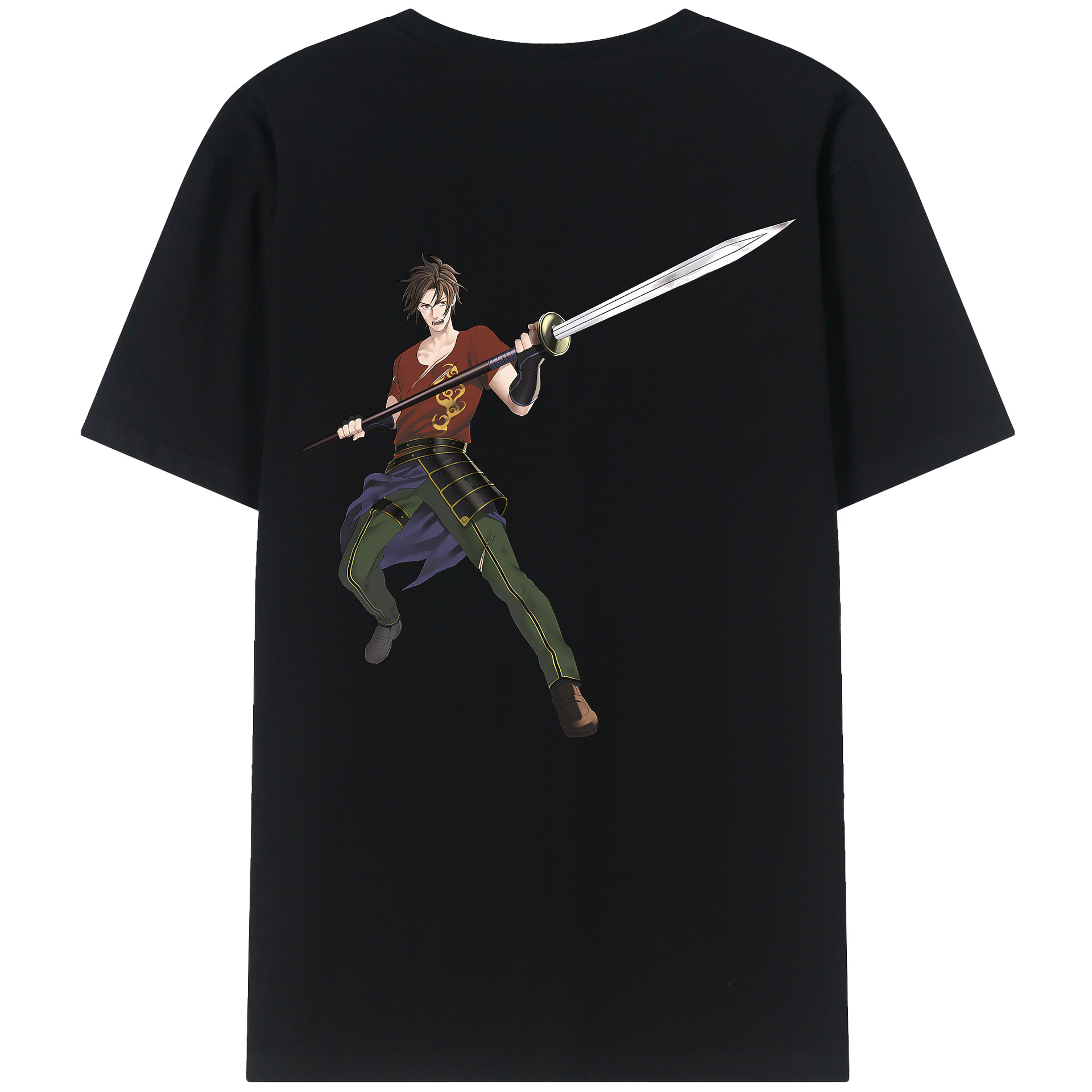 （画像用） 刀剣乱舞 Touken Ranbu 綿100％ メンズ半袖Tシャツ（バックプリント） 通気性