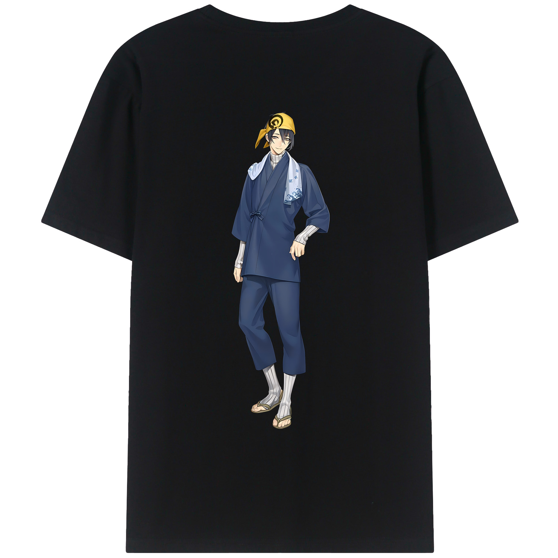 （画像用） 刀剣乱舞 Touken Ranbu 綿100％ メンズ半袖Tシャツ（バックプリント） 通気性