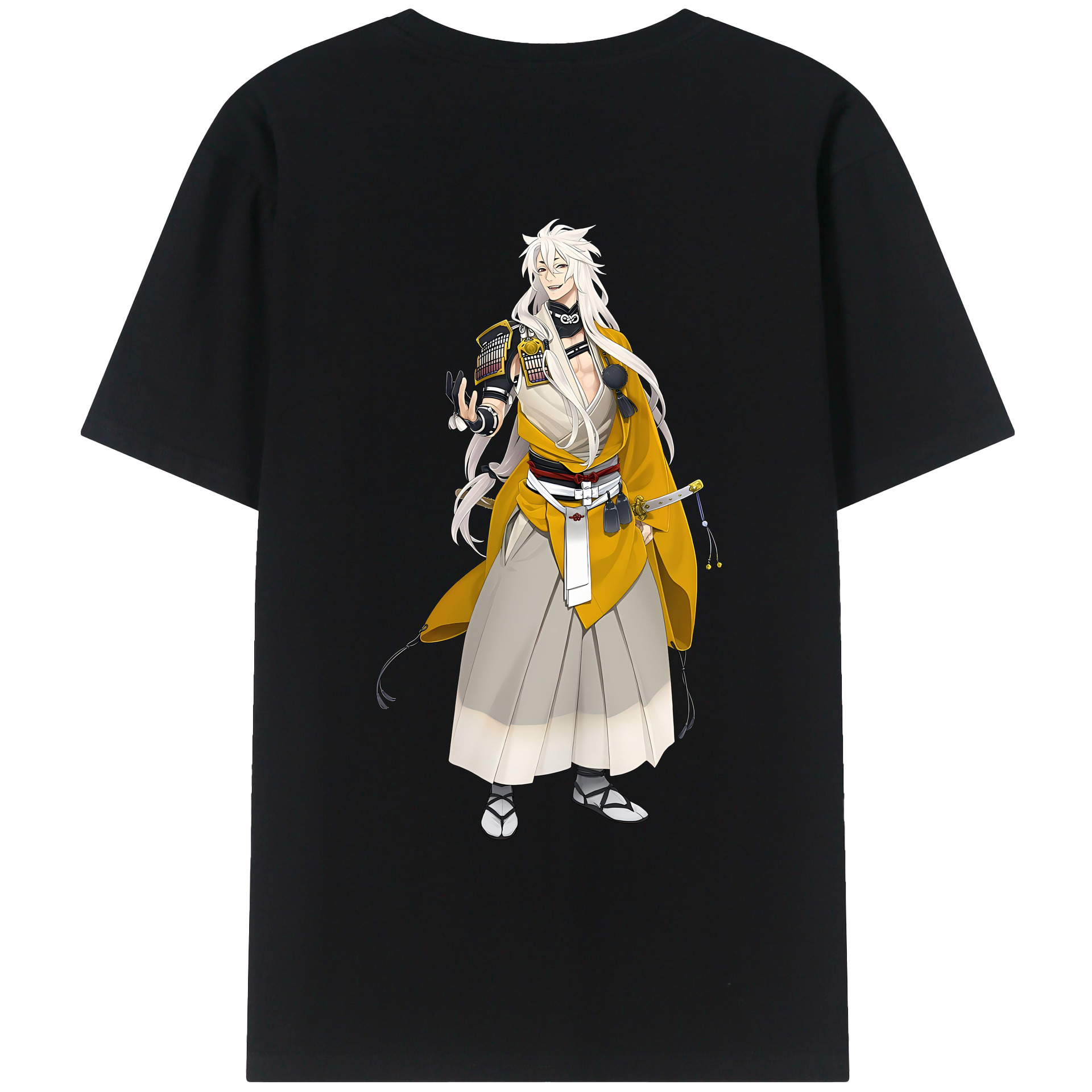 （画像用） 刀剣乱舞 Touken Ranbu 綿100％ メンズ半袖Tシャツ（バックプリント） 通気性