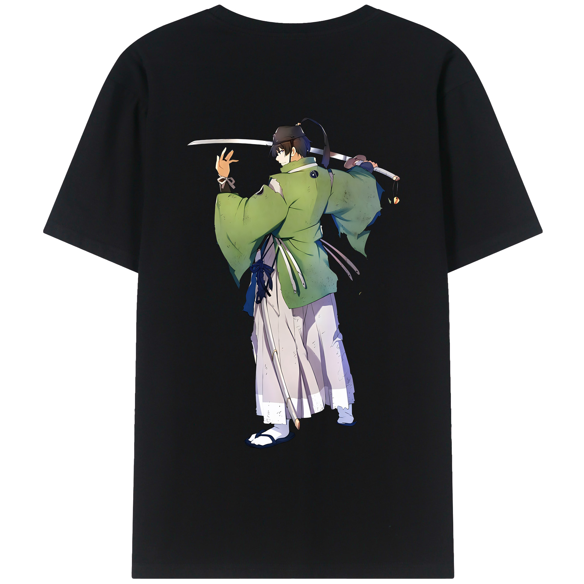 （画像用） 刀剣乱舞 Touken Ranbu 綿100％ メンズ半袖Tシャツ（バックプリント） 通気性