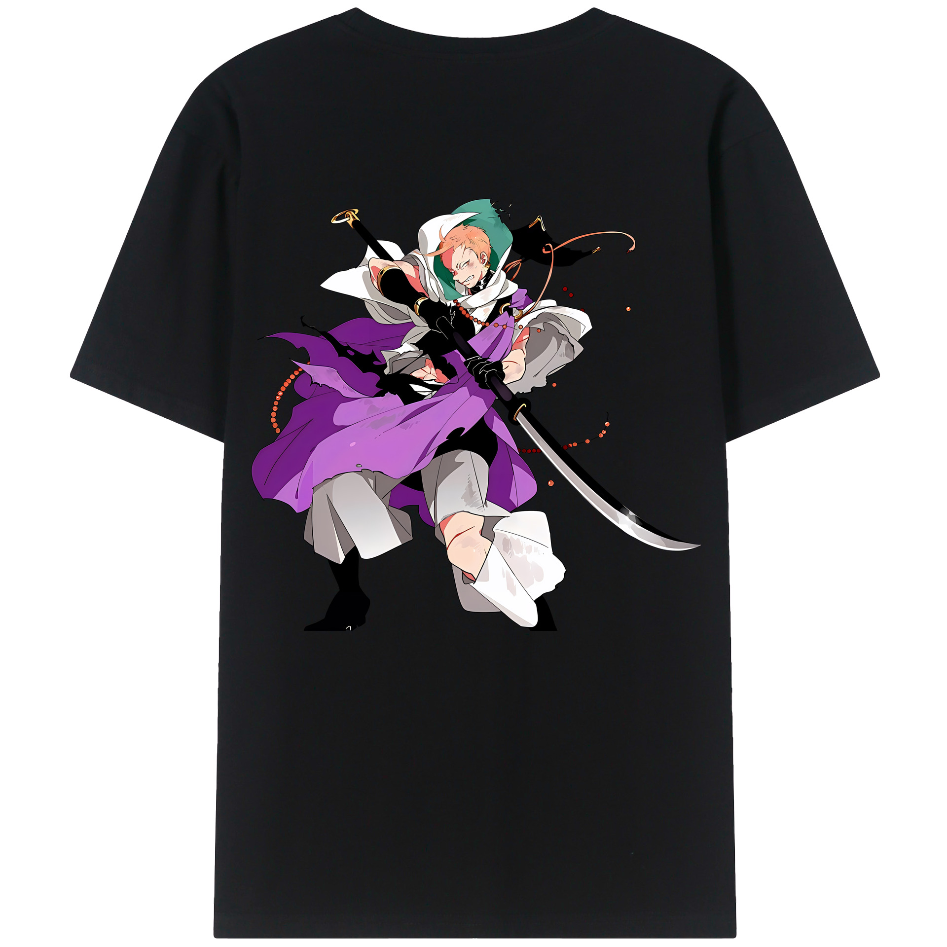 （画像用） 刀剣乱舞 Touken Ranbu 綿100％ メンズ半袖Tシャツ（バックプリント） 通気性