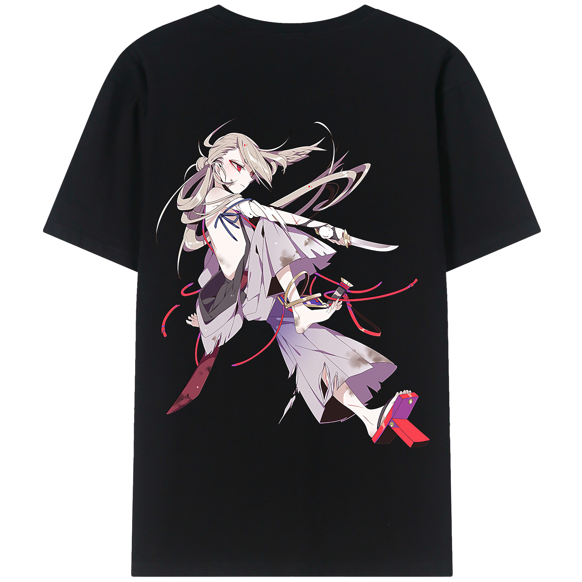 （画像用） 刀剣乱舞 Touken Ranbu 綿100％ メンズ半袖Tシャツ（バックプリント） 通気性