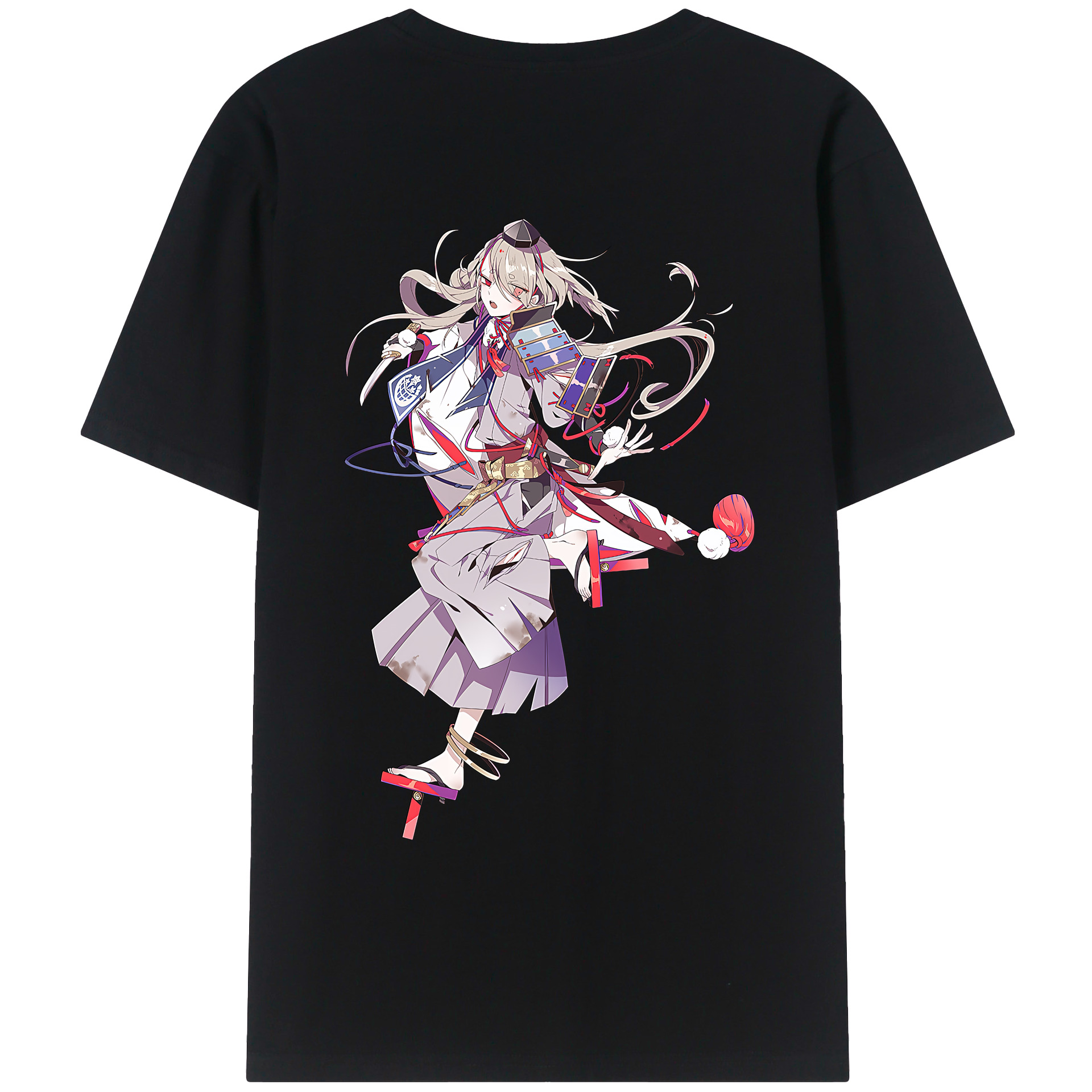 （画像用） 刀剣乱舞 Touken Ranbu 綿100％ メンズ半袖Tシャツ（バックプリント） 通気性