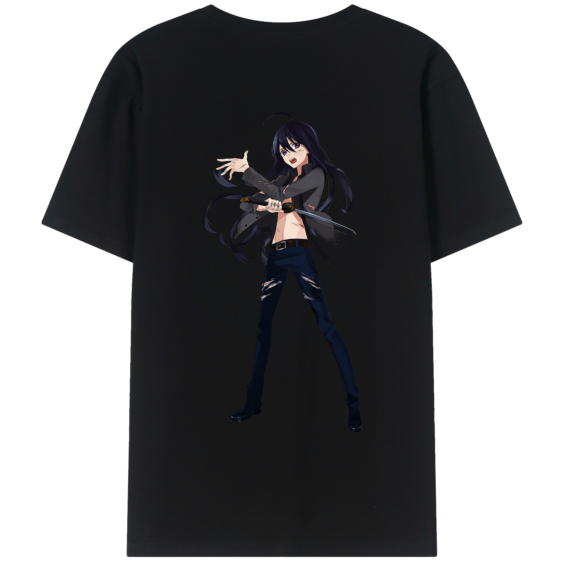 （画像用） 刀剣乱舞 Touken Ranbu 綿100％ メンズ半袖Tシャツ（バックプリント） 通気性