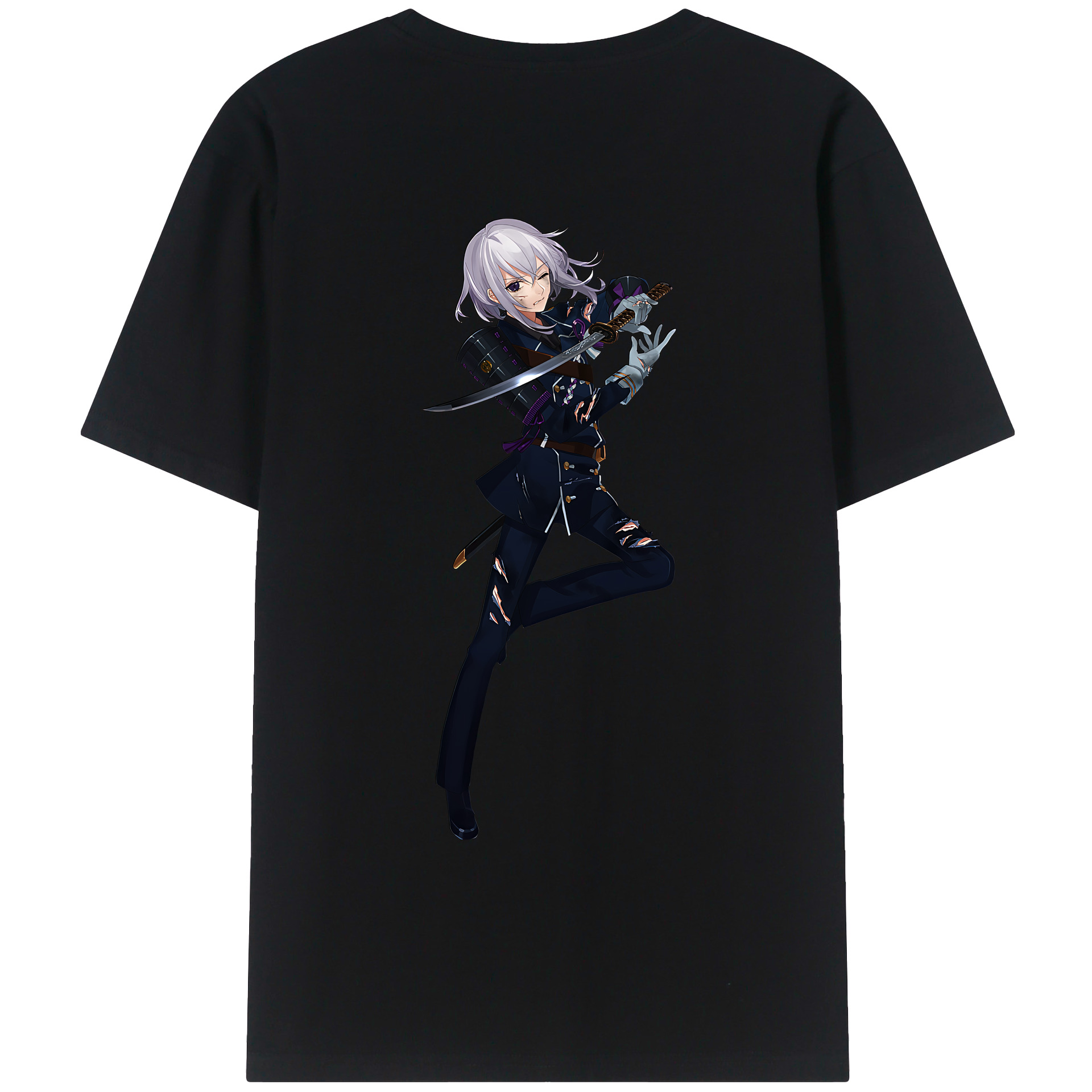 （画像用） 刀剣乱舞 Touken Ranbu 綿100％ メンズ半袖Tシャツ（バックプリント） 通気性