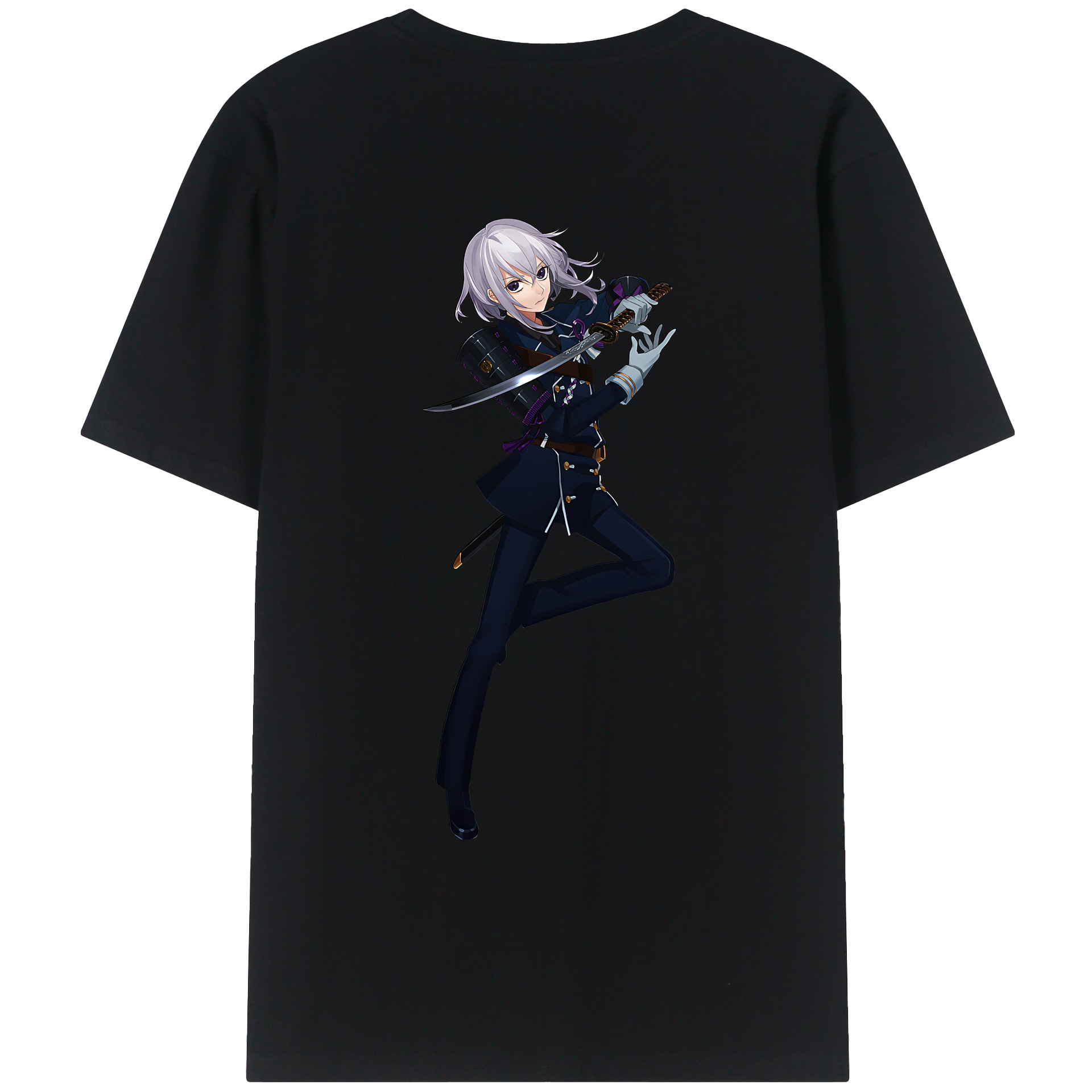 （画像用） 刀剣乱舞 Touken Ranbu 綿100％ メンズ半袖Tシャツ（バックプリント） 通気性