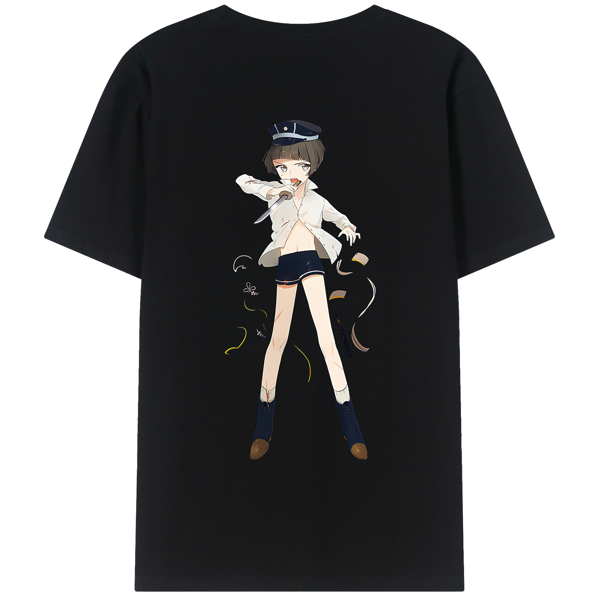 （画像用） 刀剣乱舞 Touken Ranbu 綿100％ メンズ半袖Tシャツ（バックプリント） 通気性