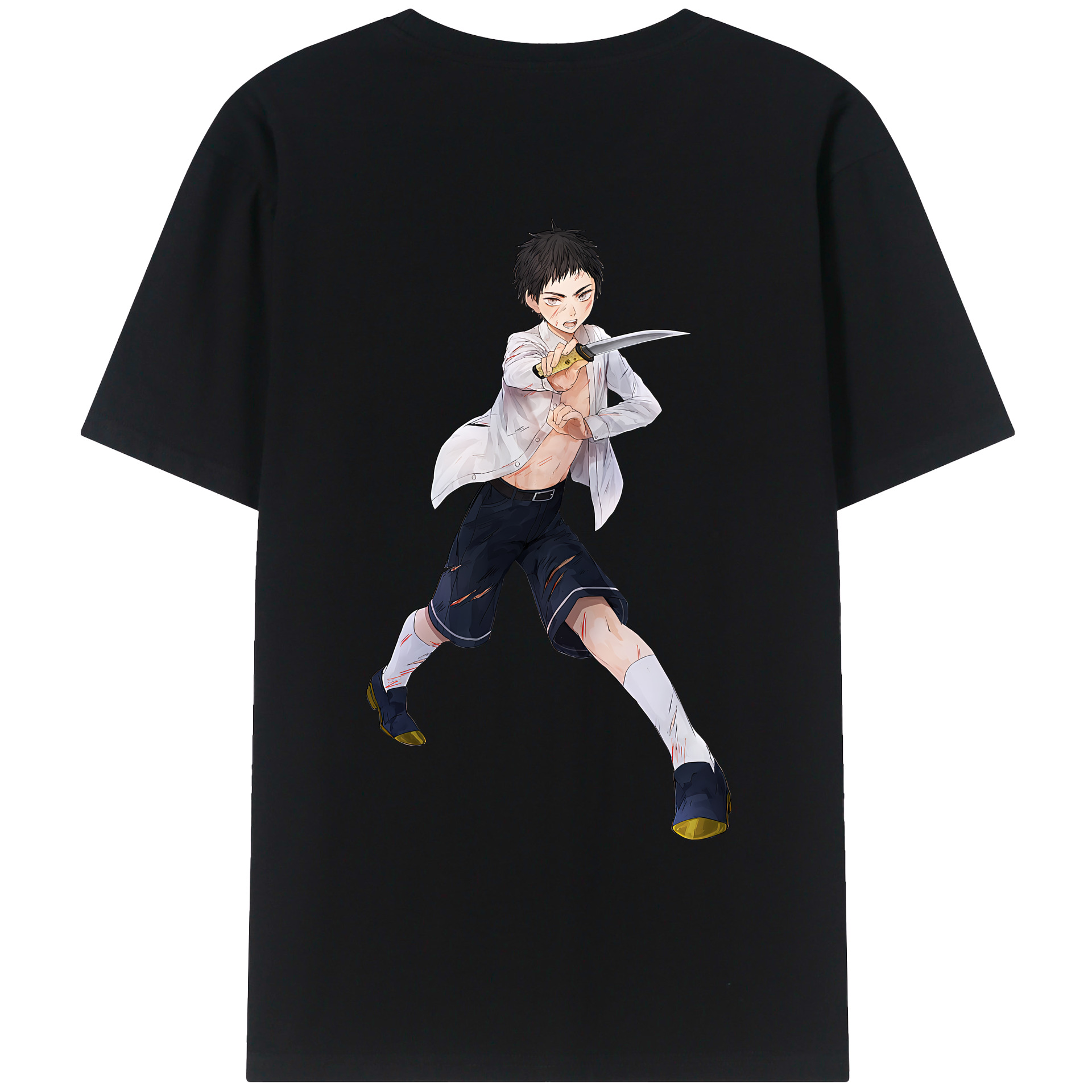 （画像用） 刀剣乱舞 Touken Ranbu 綿100％ メンズ半袖Tシャツ（バックプリント） 通気性
