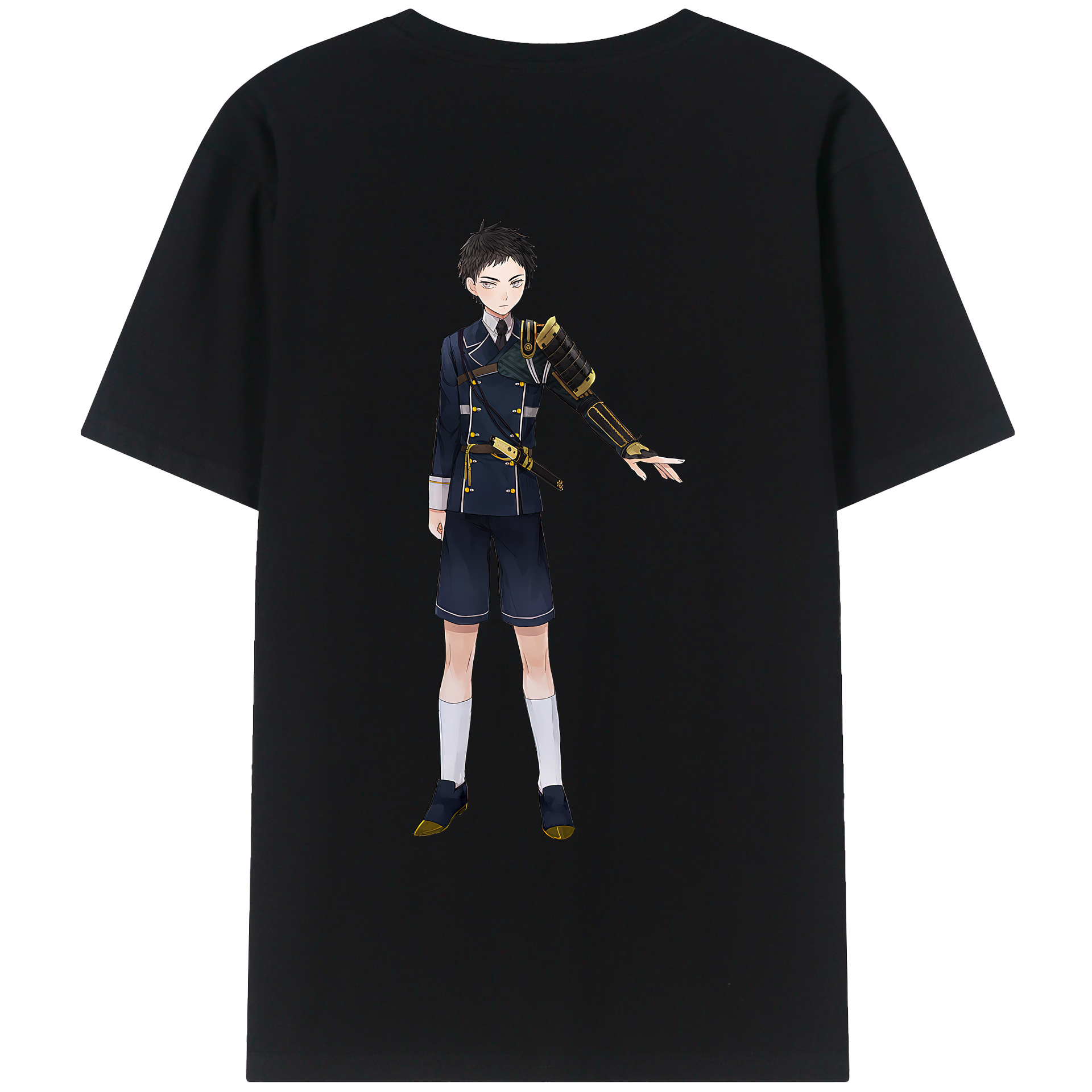 （画像用） 刀剣乱舞 Touken Ranbu 綿100％ メンズ半袖Tシャツ（バックプリント） 通気性