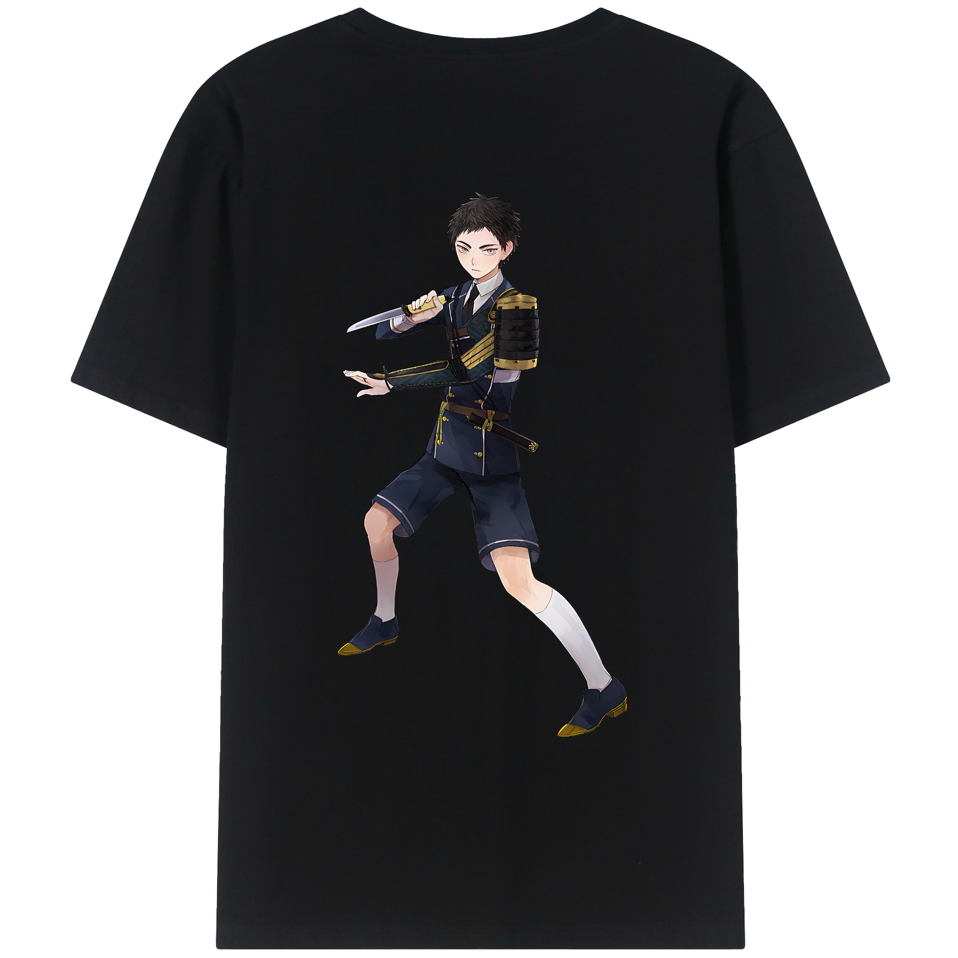（画像用） 刀剣乱舞 Touken Ranbu 綿100％ メンズ半袖Tシャツ（バックプリント） 通気性