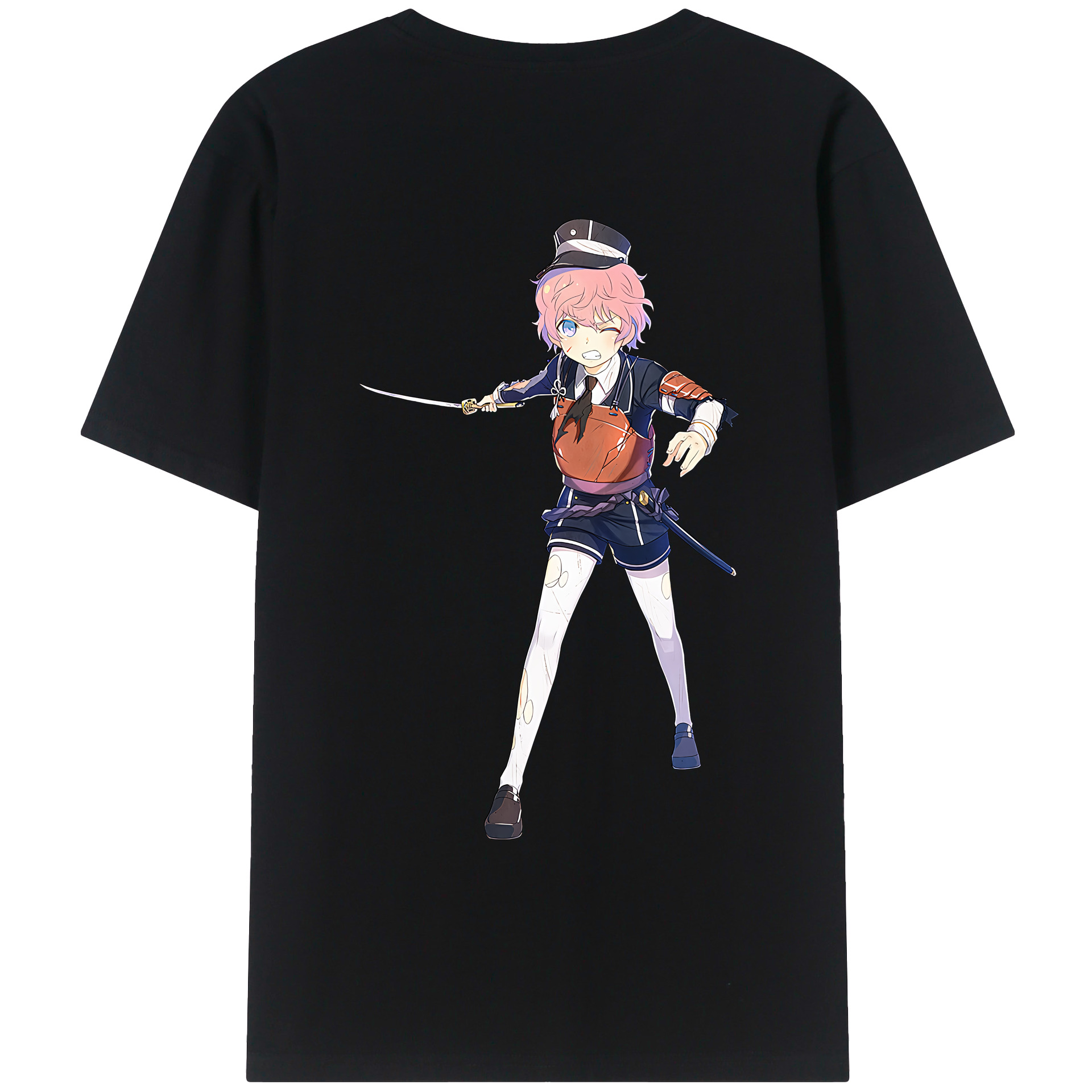 （画像用） 刀剣乱舞 Touken Ranbu 綿100％ メンズ半袖Tシャツ（バックプリント） 通気性