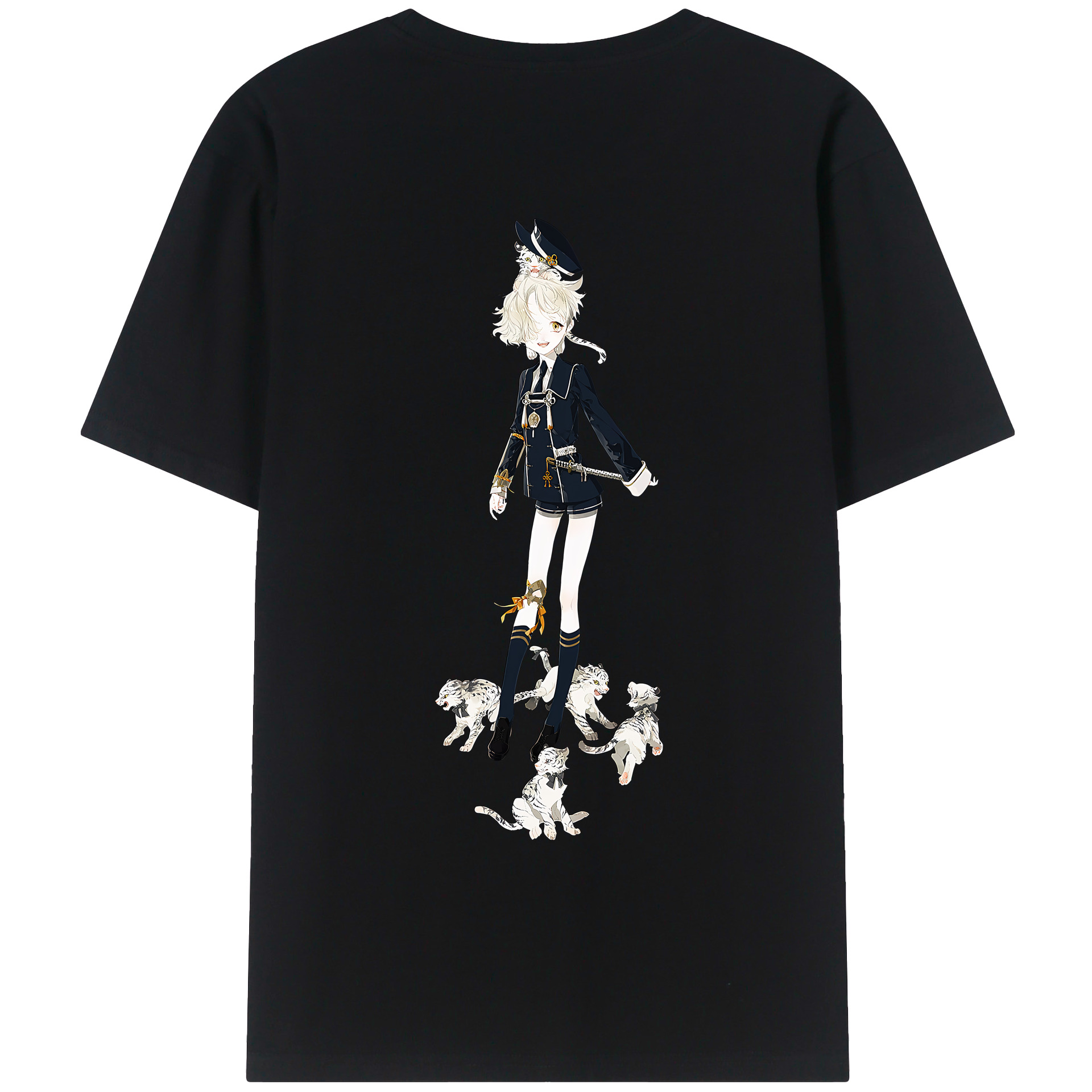 （画像用） 刀剣乱舞 Touken Ranbu 綿100％ メンズ半袖Tシャツ（バックプリント） 通気性