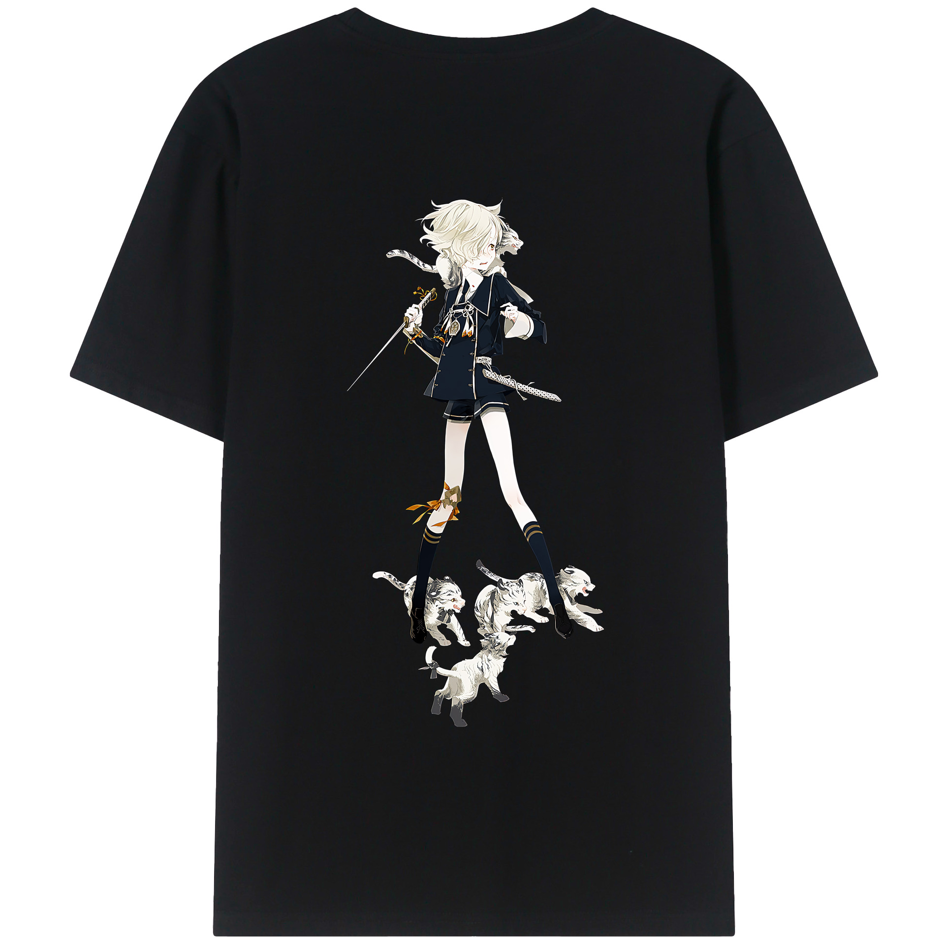 （画像用） 刀剣乱舞 Touken Ranbu 綿100％ メンズ半袖Tシャツ（バックプリント） 通気性