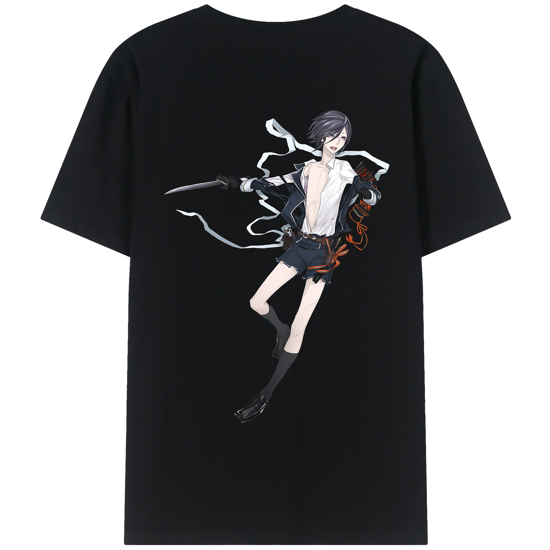 （画像用） 刀剣乱舞 Touken Ranbu 綿100％ メンズ半袖Tシャツ（バックプリント） 通気性
