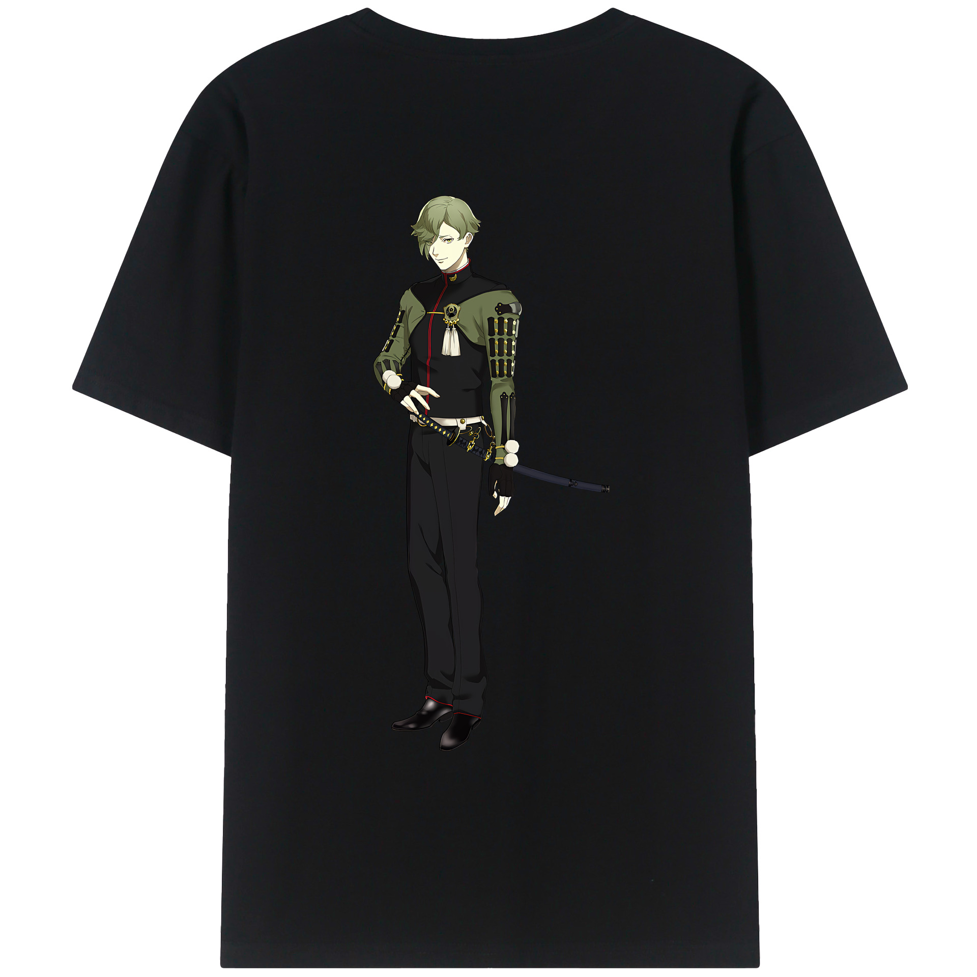 （画像用） 刀剣乱舞 Touken Ranbu 綿100％ メンズ半袖Tシャツ（バックプリント） 通気性