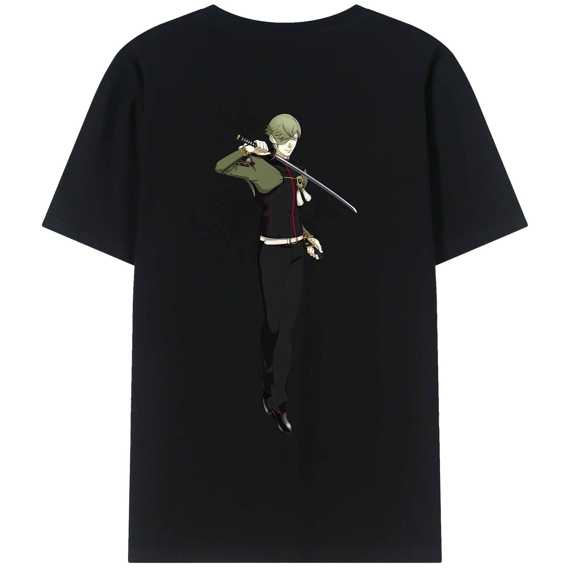 （画像用） 刀剣乱舞 Touken Ranbu 綿100％ メンズ半袖Tシャツ（バックプリント） 通気性